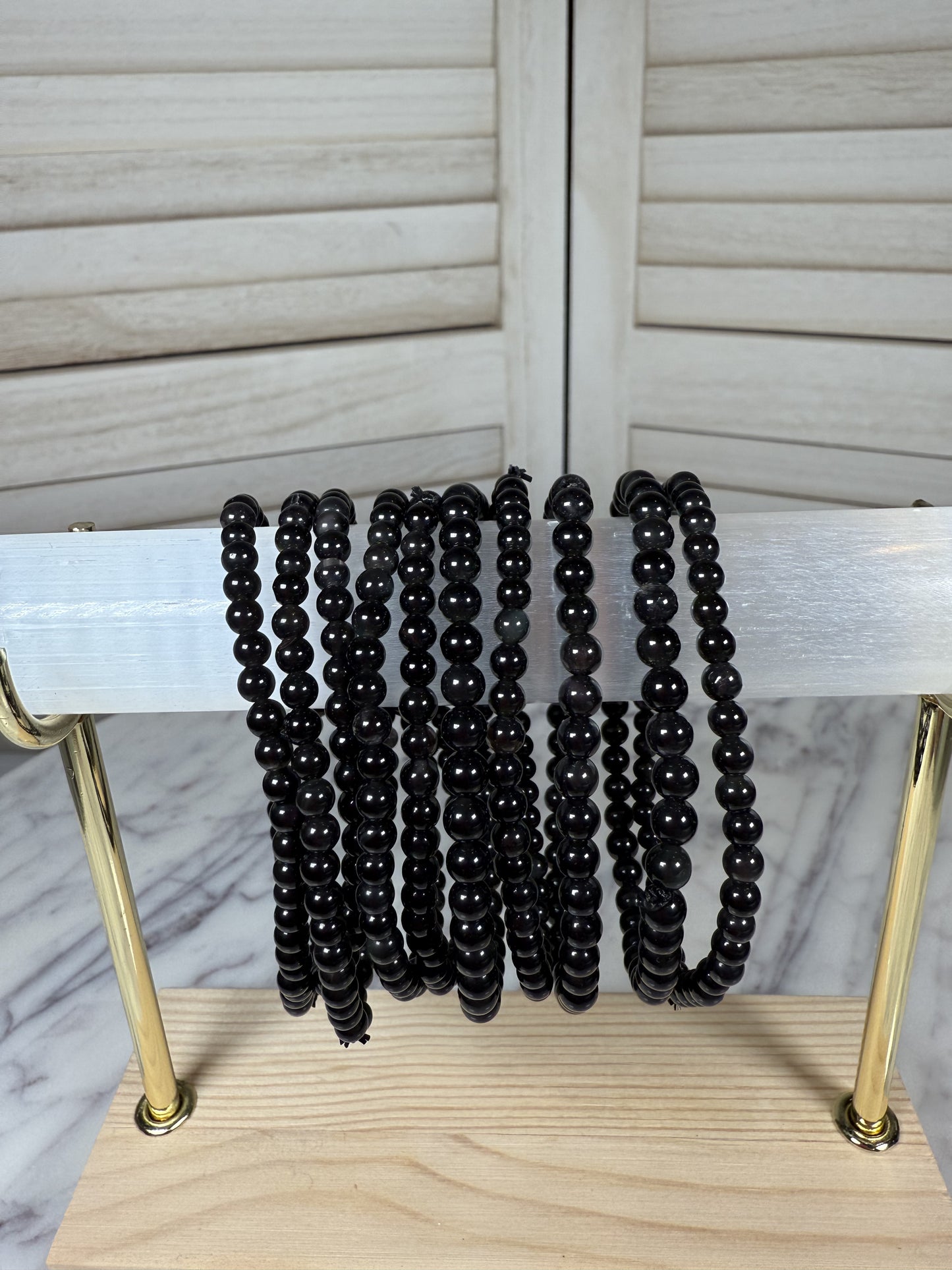 4mm Black Obsidian Bracelet