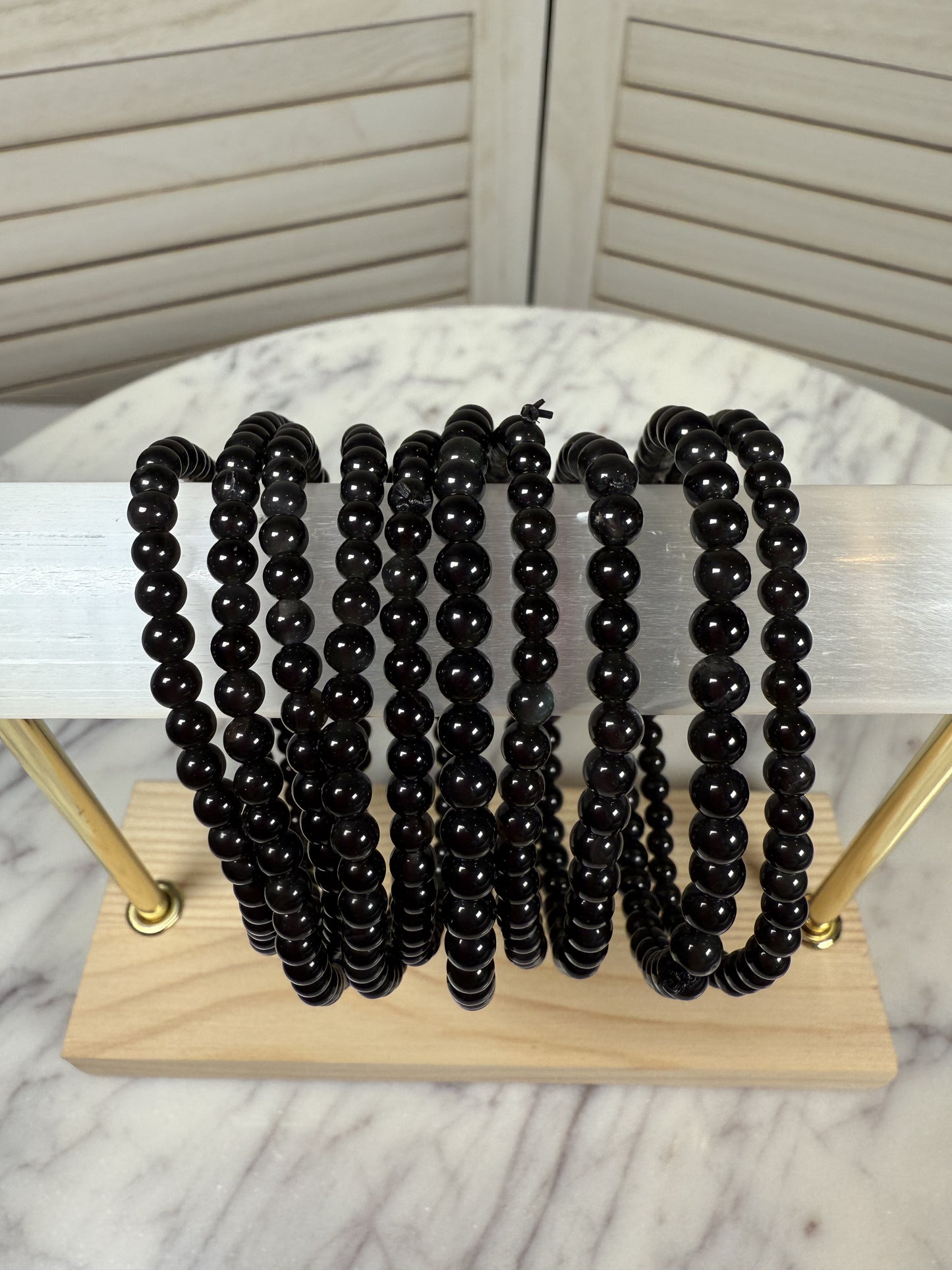4mm Black Obsidian Bracelet
