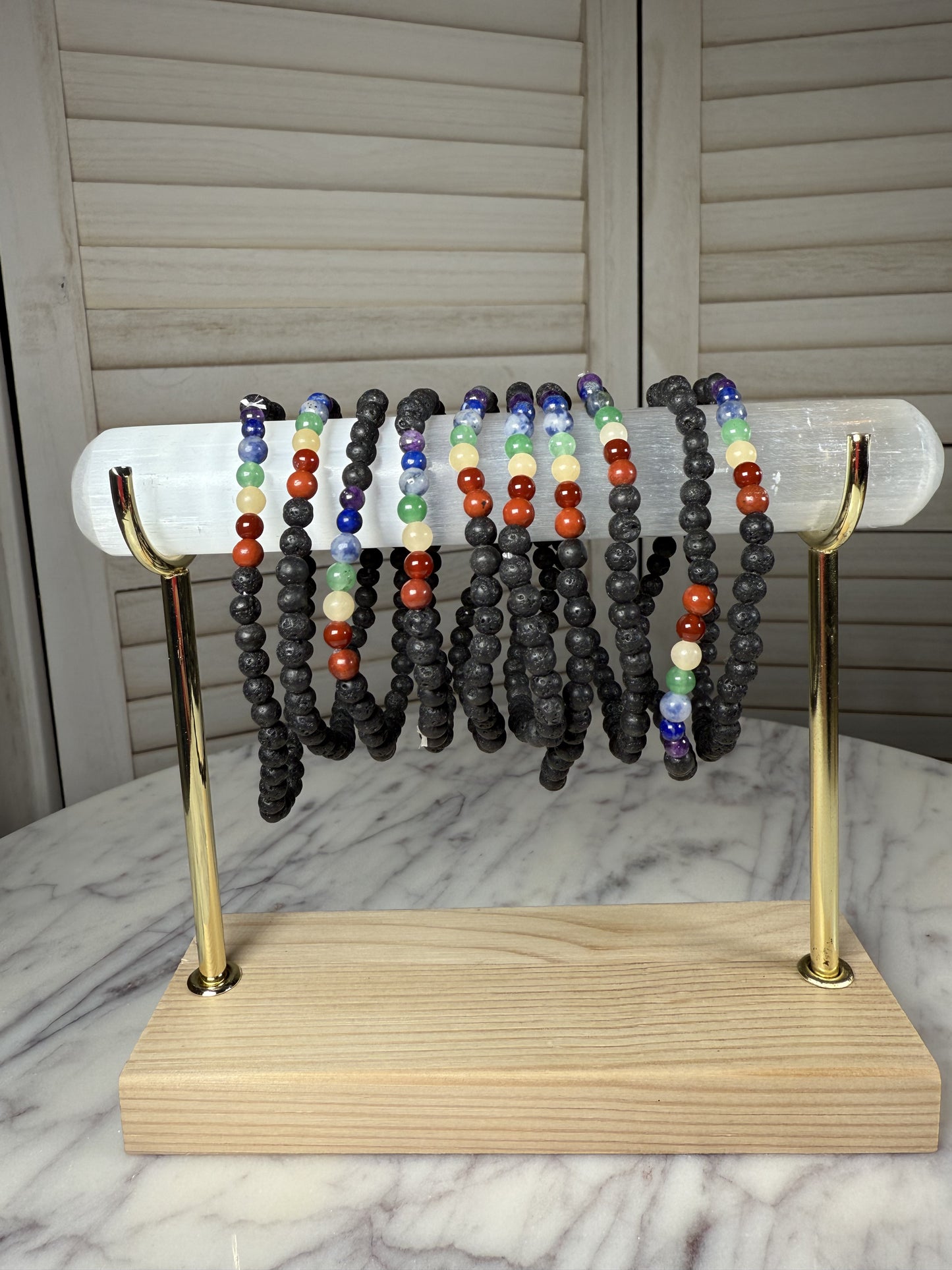 4mm Lava & Chakra Bracelet