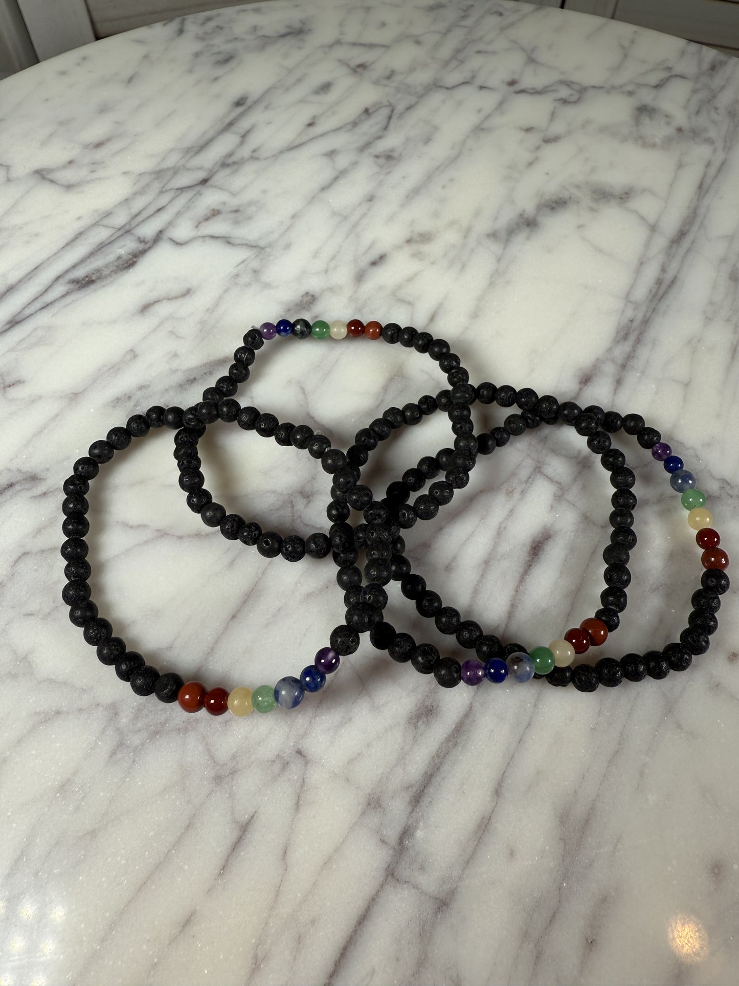 4mm Lava & Chakra Bracelet
