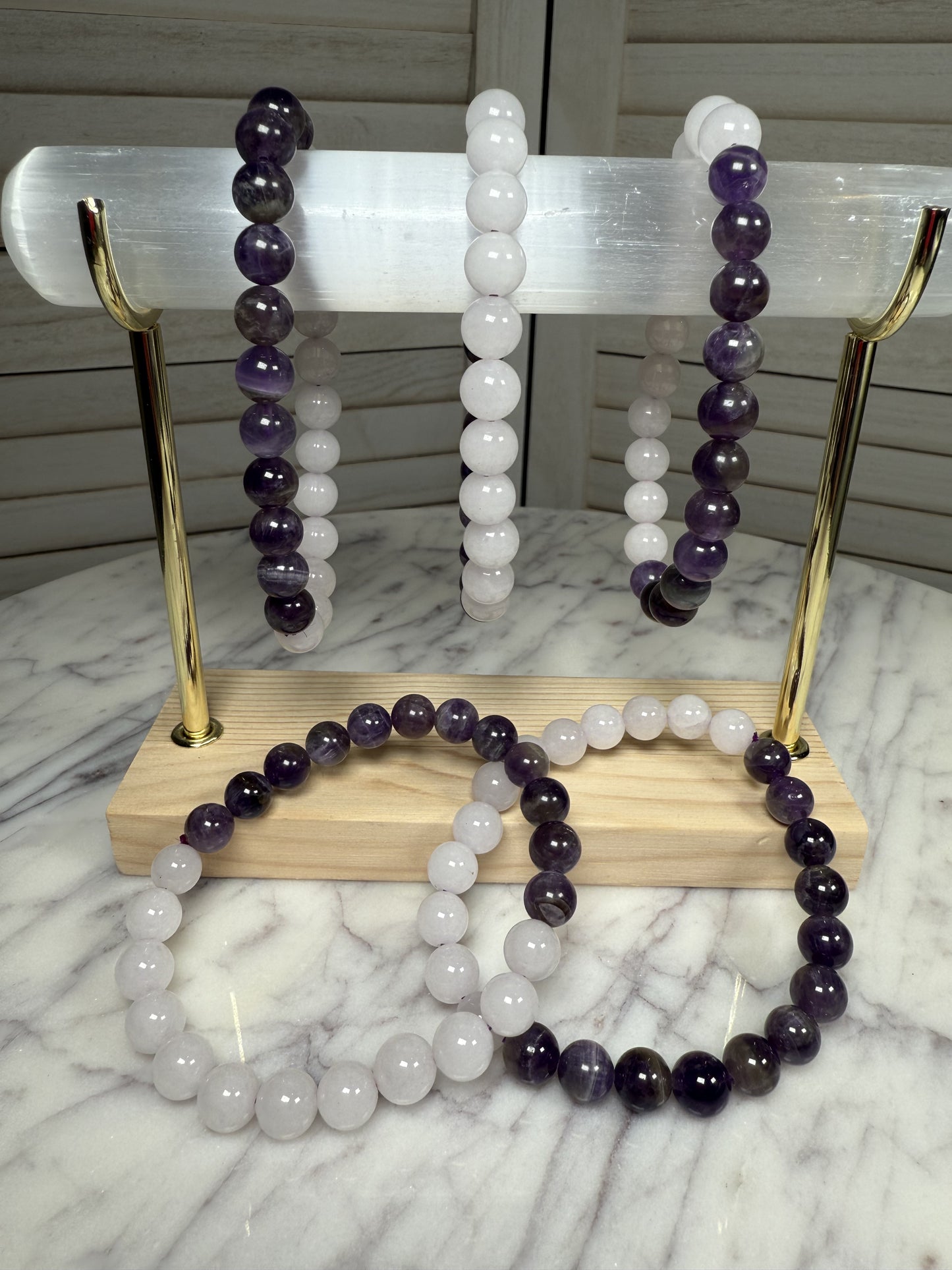 8mm Girasol & Amethyst Bracelet