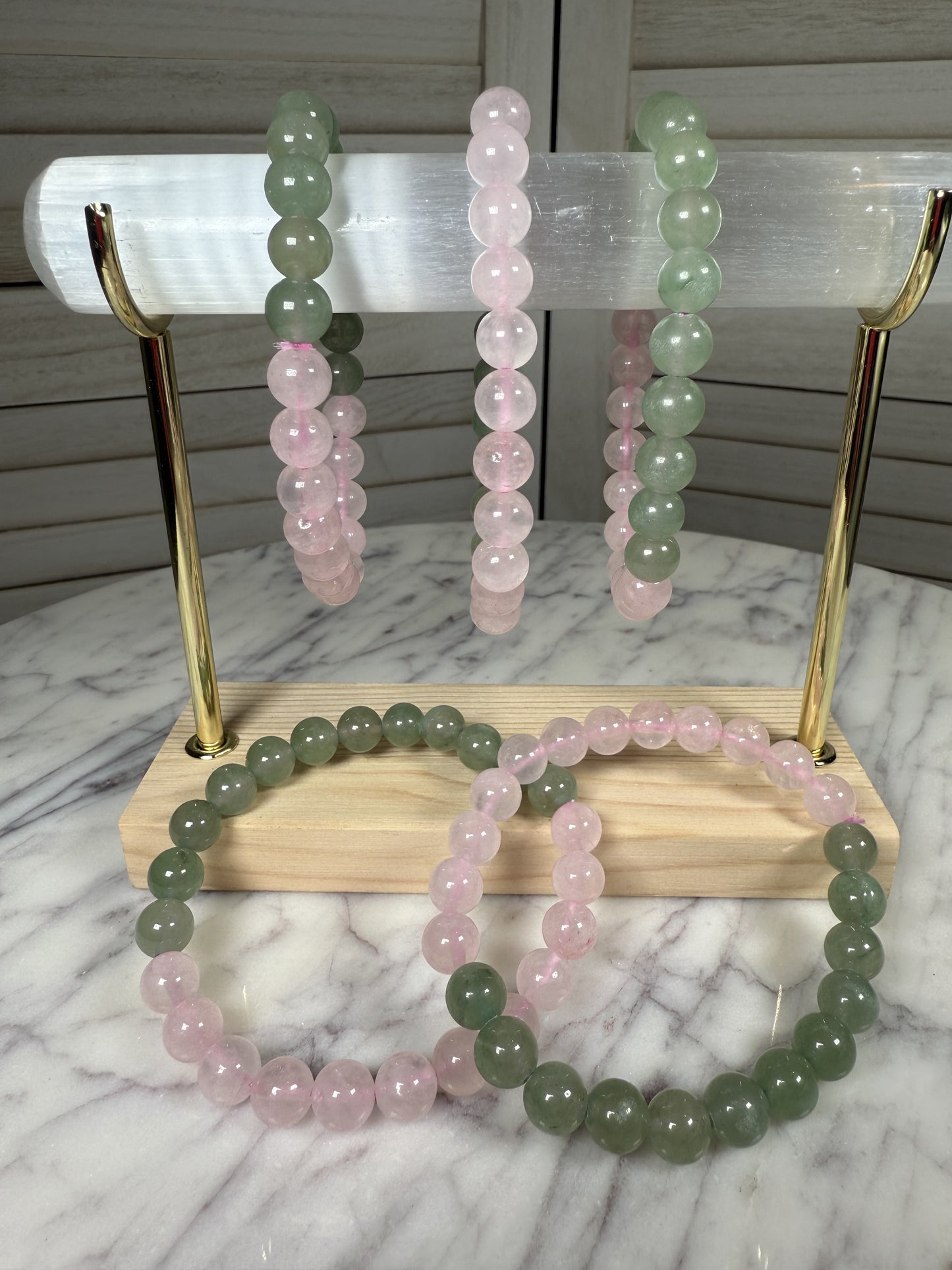 8mm Rose Quartz & Jadeite Bracelet