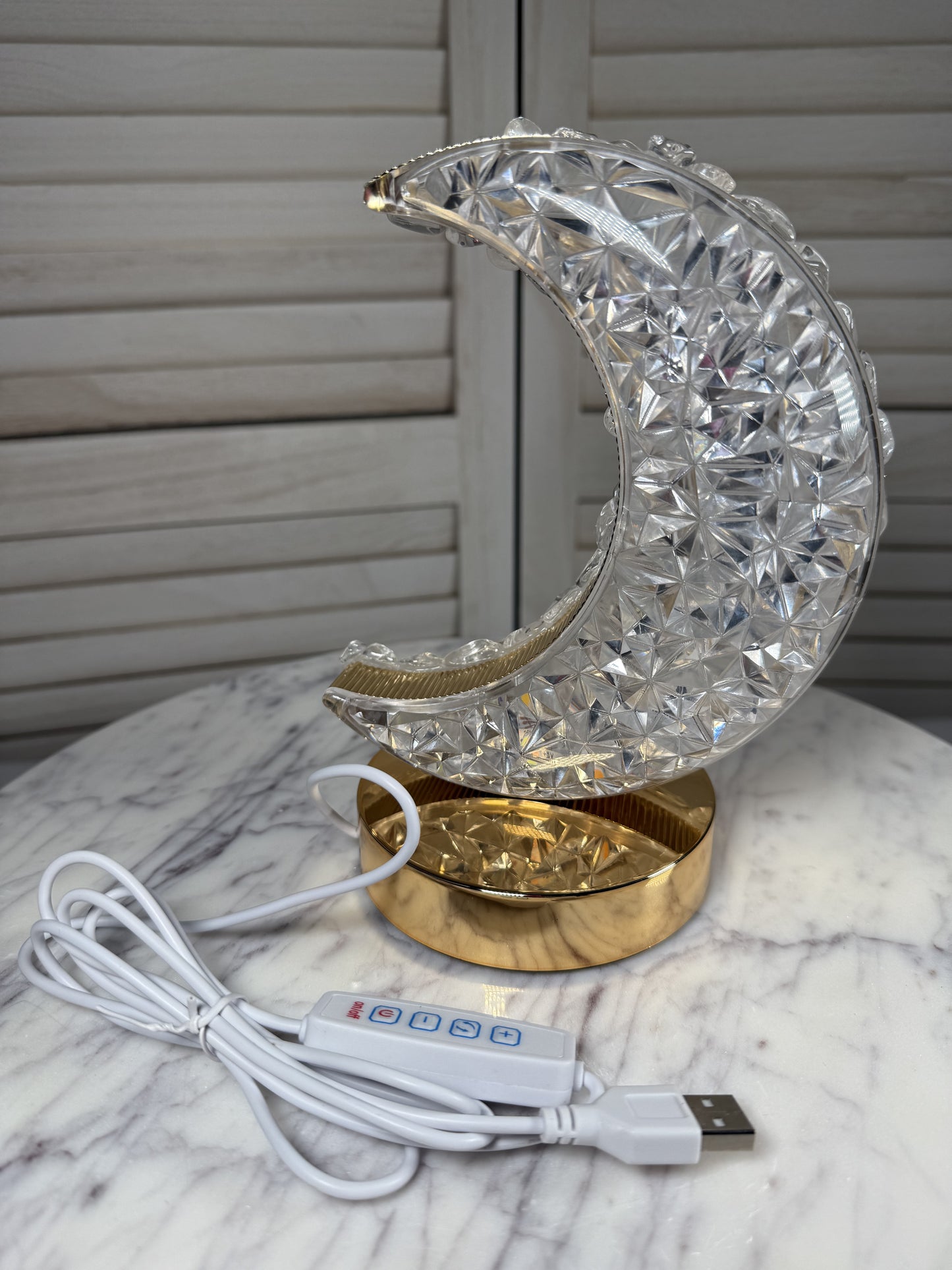 Clear Quartz Crescent Moon Lamp