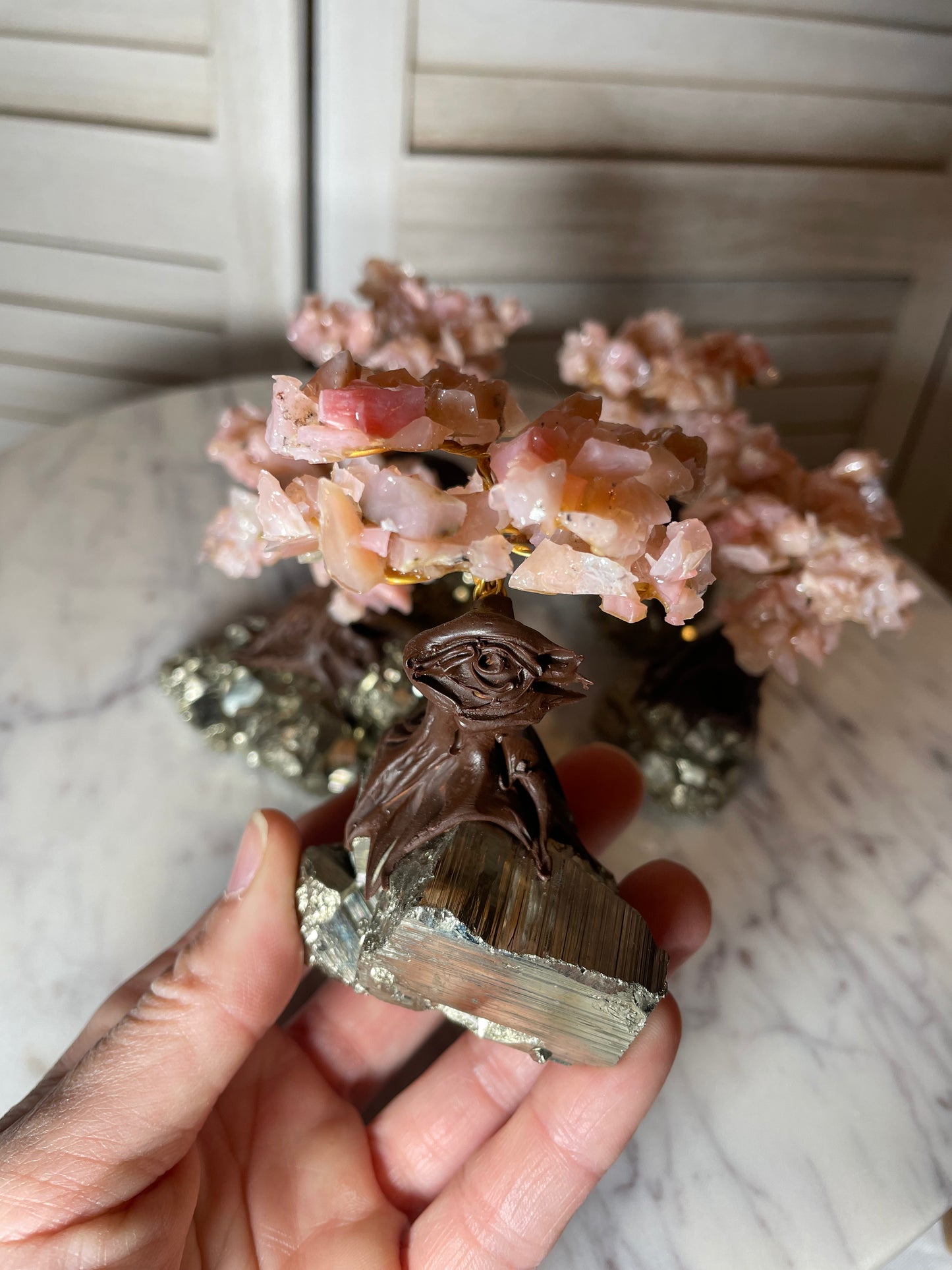 Bonsai Style Tree - Pyrite and Pink Opal