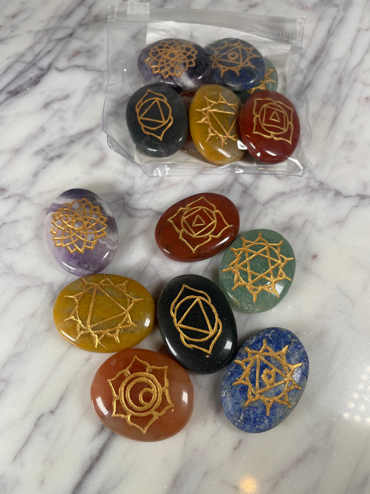 Chakra Etched Stones