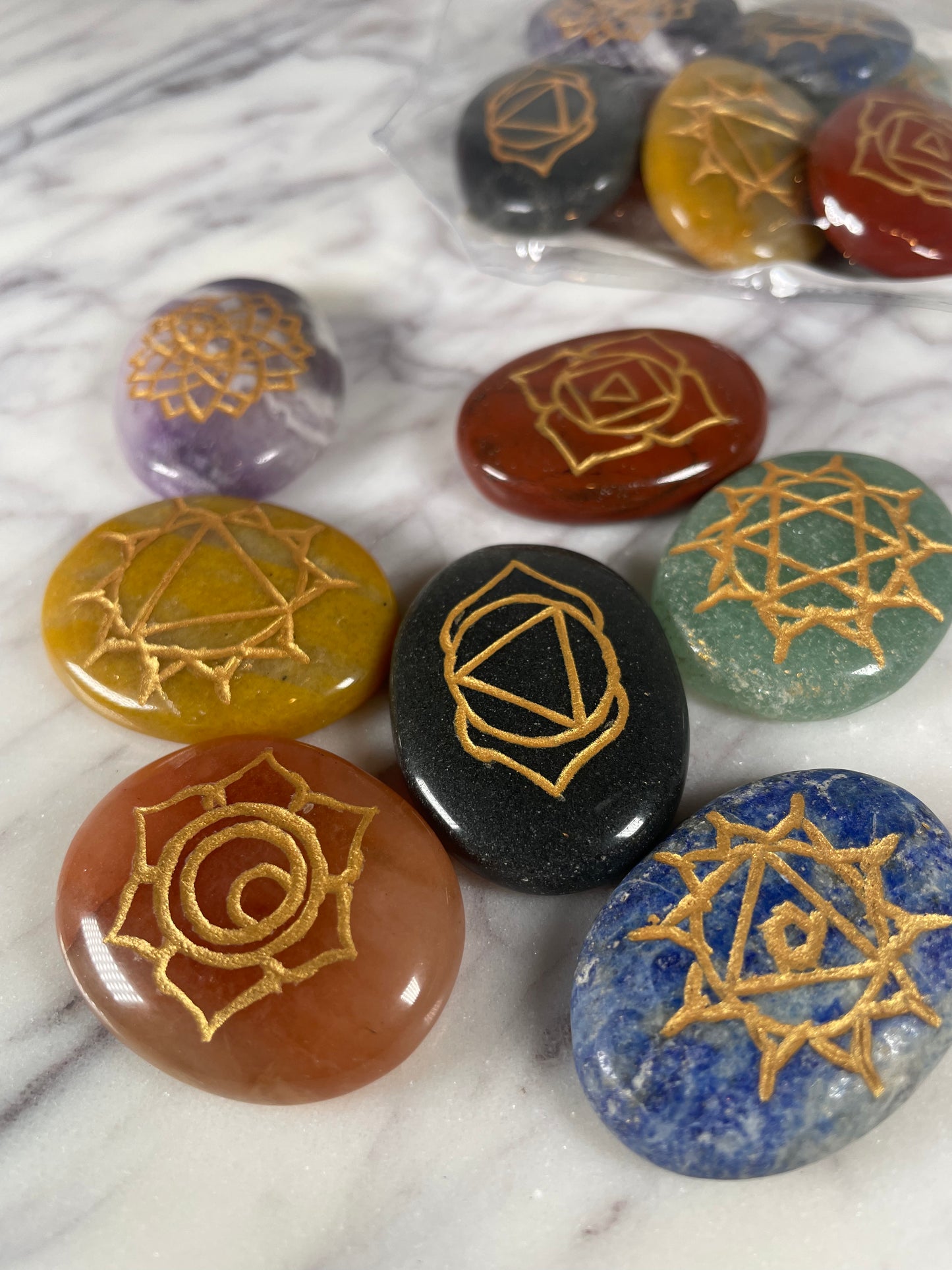 Chakra Etched Stones