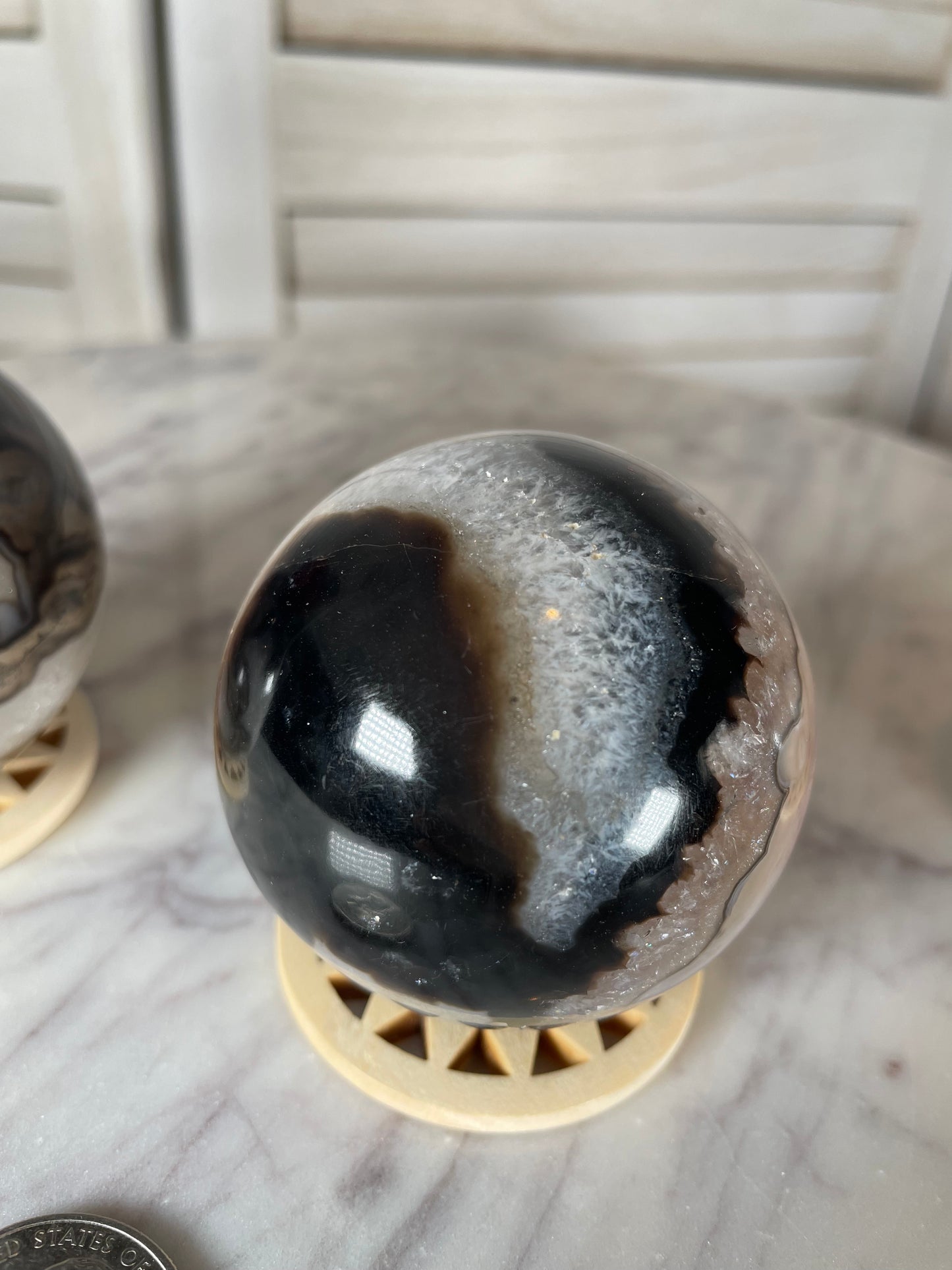 Black Phantom Agate Spheres