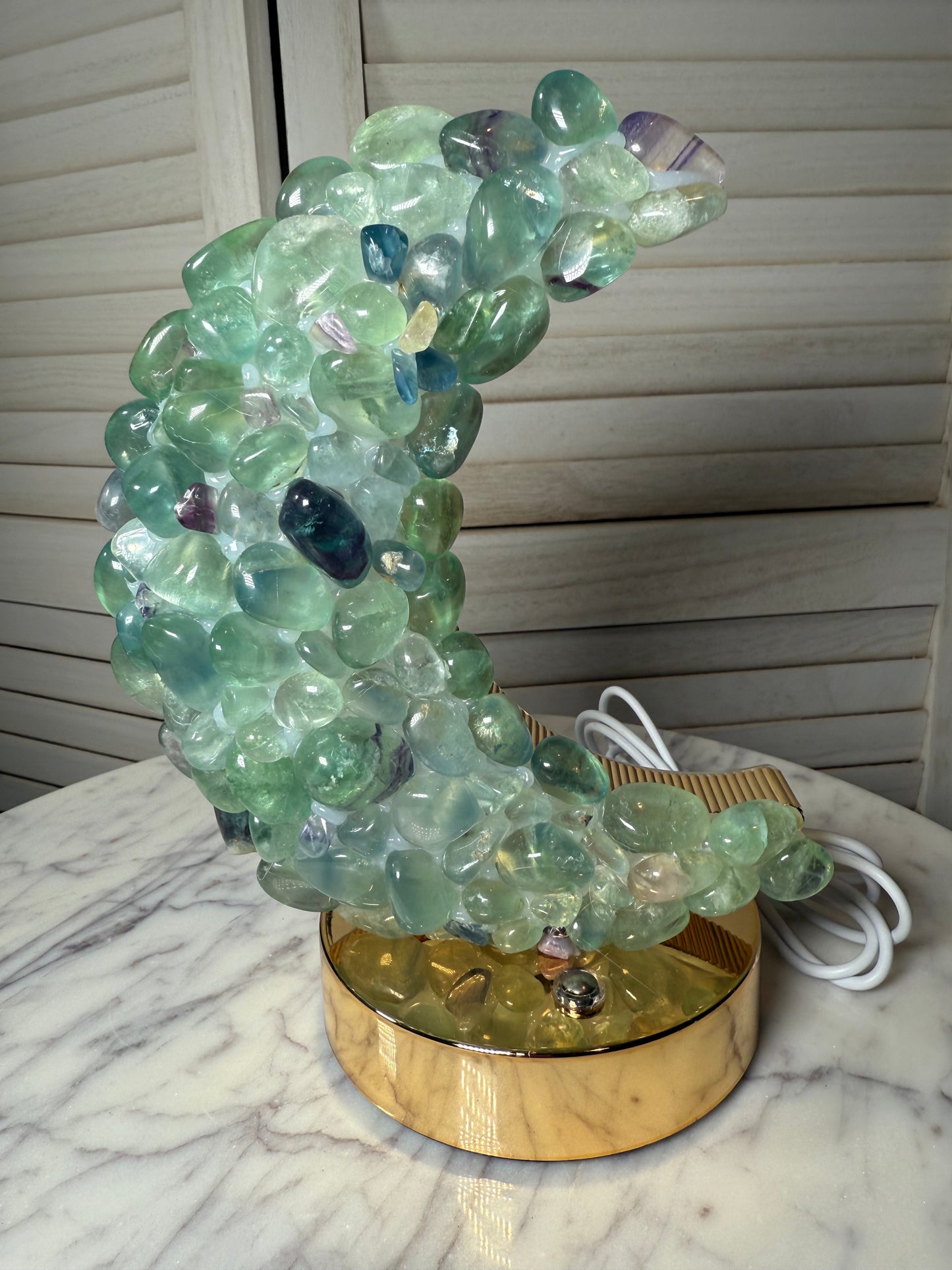 Fluorite Crescent Moon Lamp