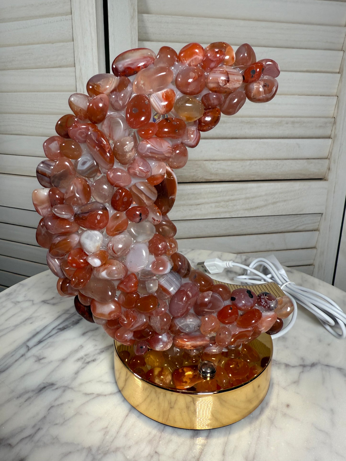 Carnelian Crescent Moon Lamp