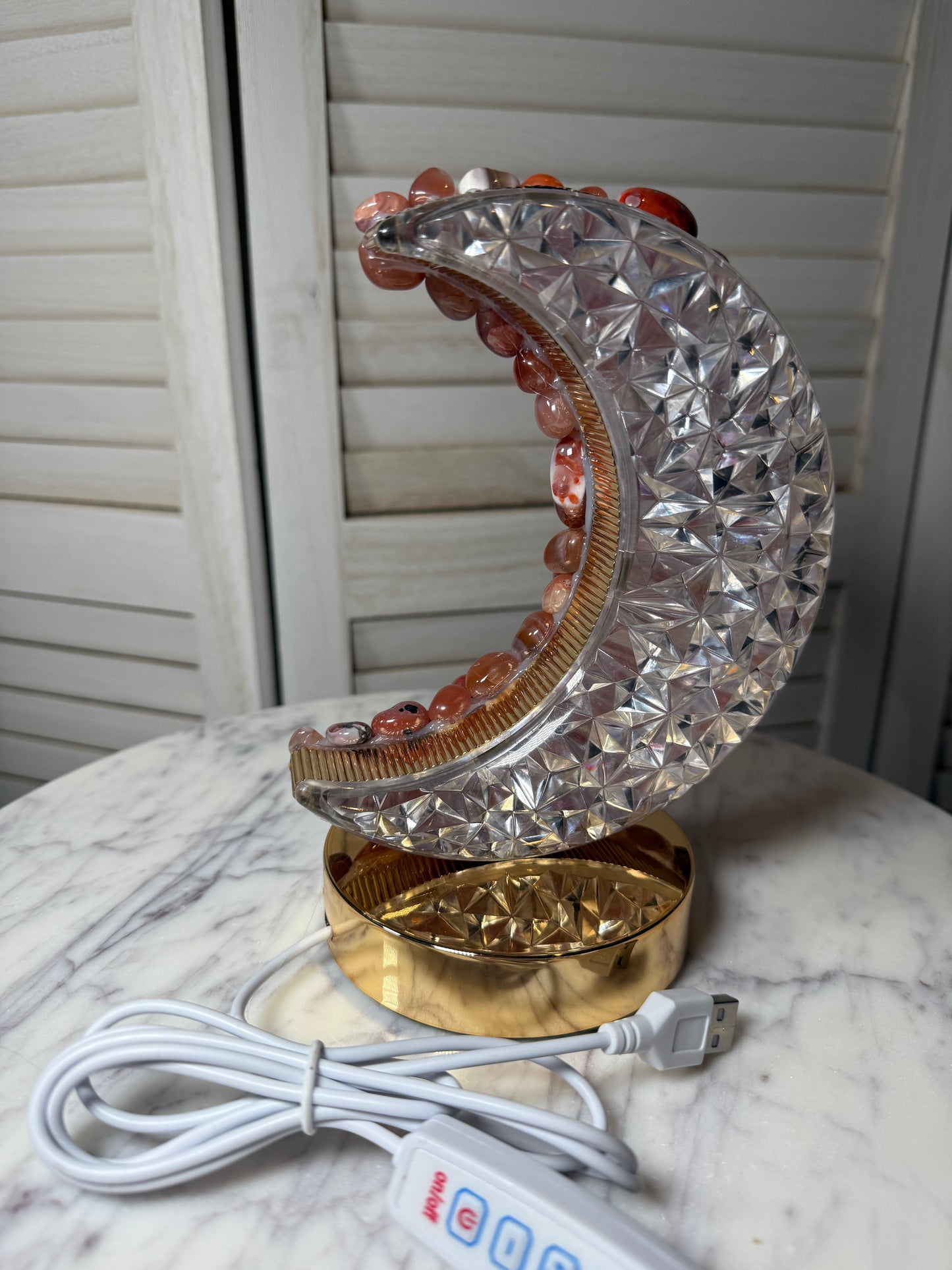 Carnelian Crescent Moon Lamp