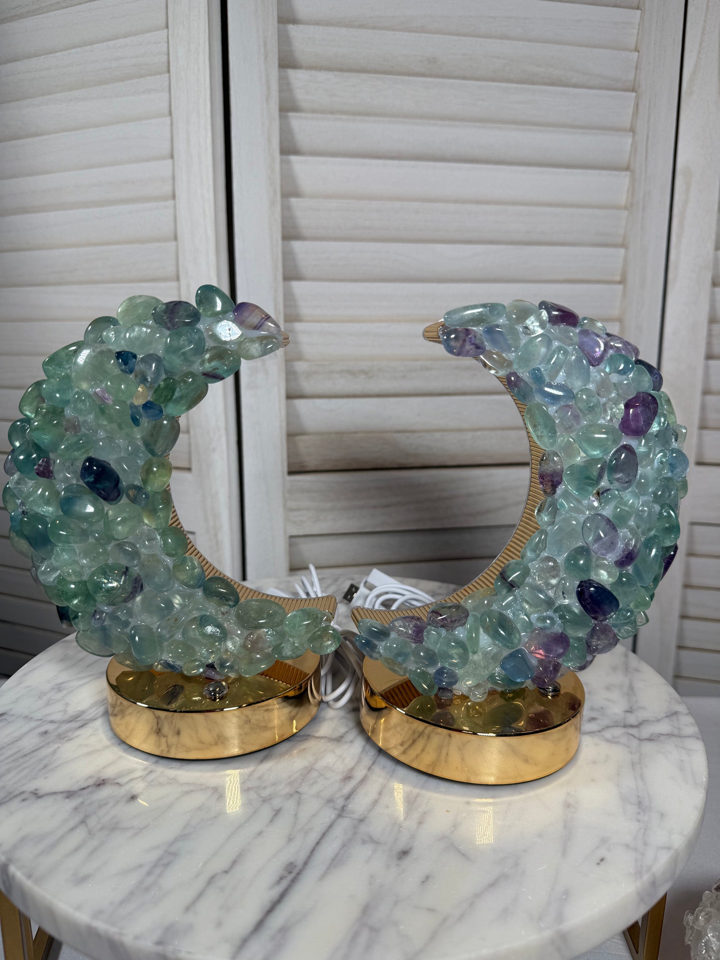Fluorite Crescent Moon Lamp
