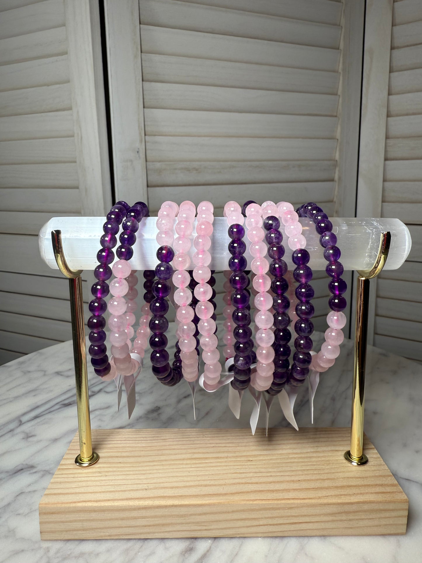 6mm Amethyst + Rose Quartz Bracelet
