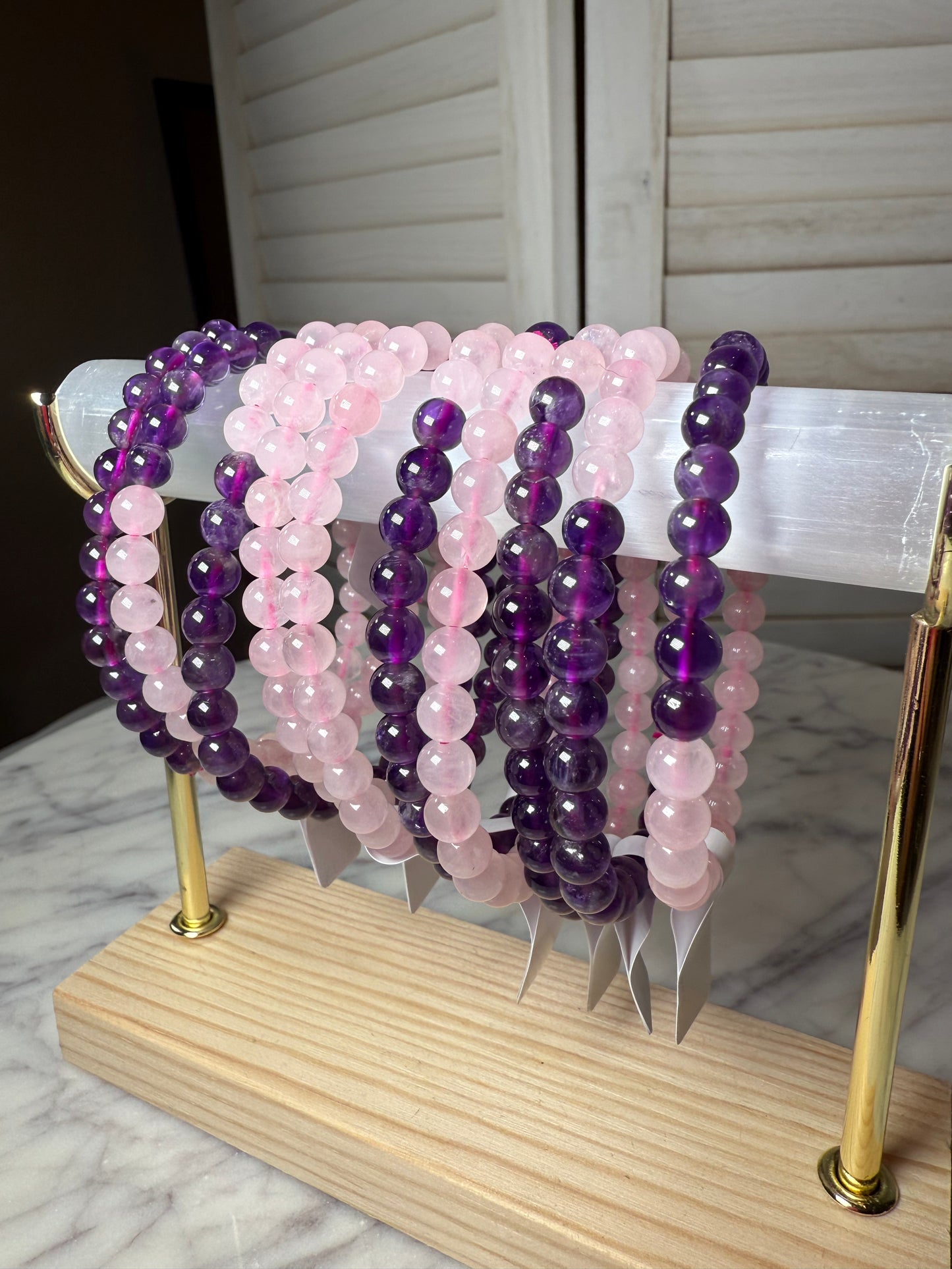 6mm Amethyst + Rose Quartz Bracelet