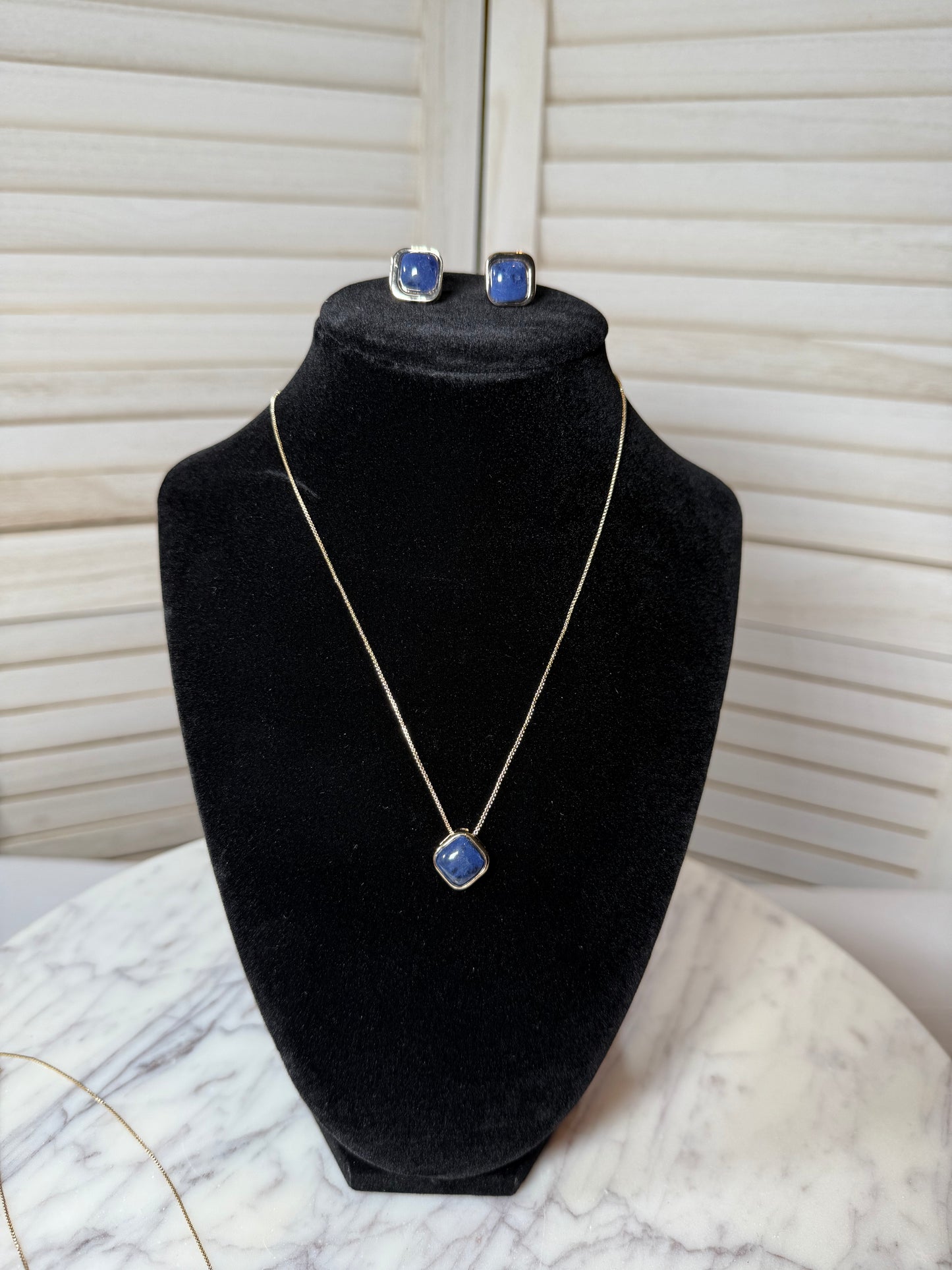 Sodalite Earrings and Necklace Set