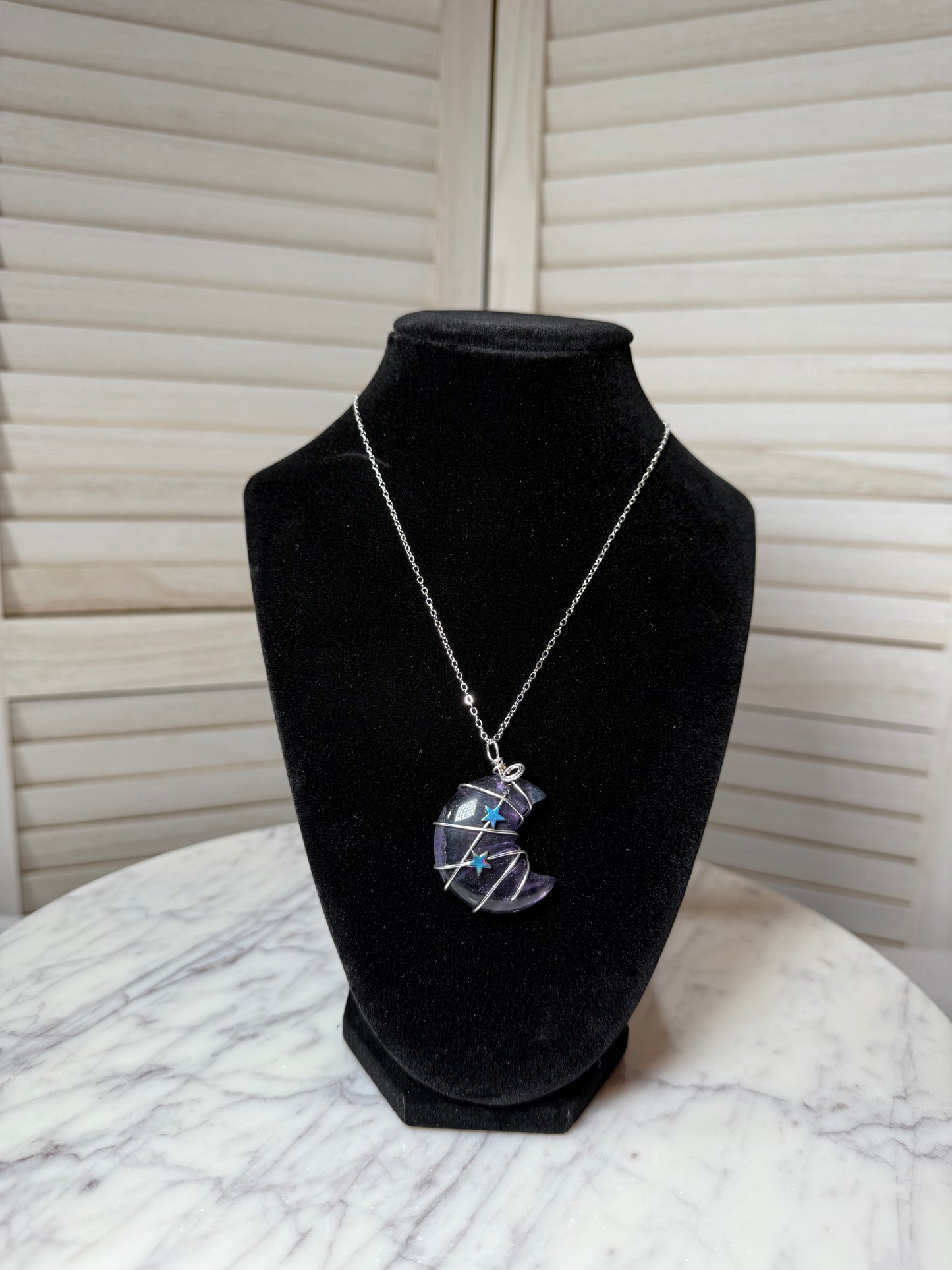 Flourite Crescent Moon Pendant