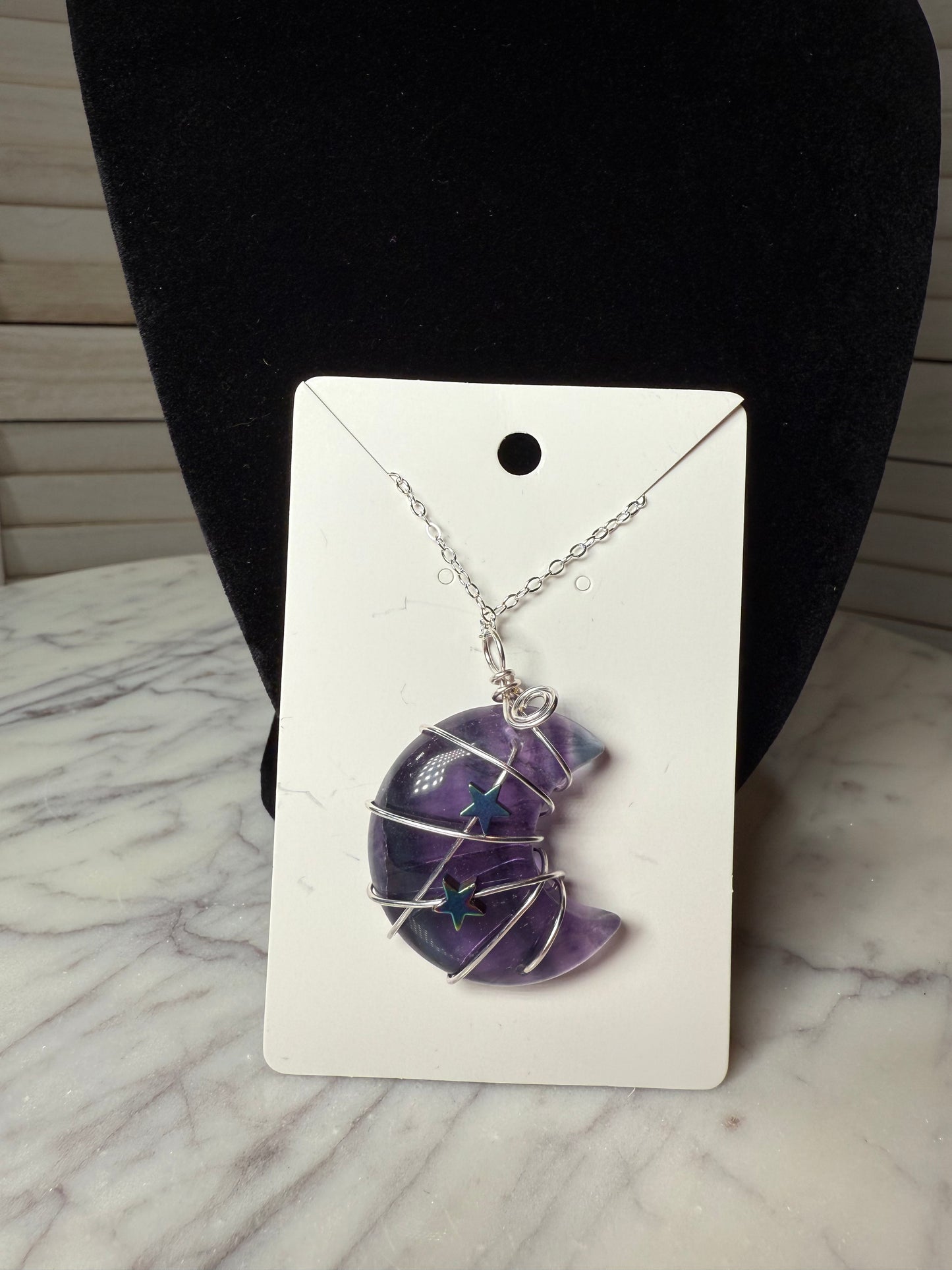 Flourite Crescent Moon Pendant