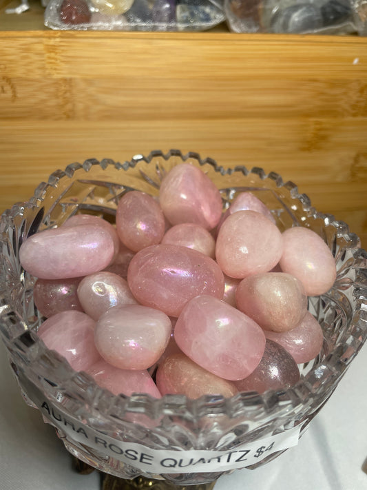 Rose Quartz Aura Coated Tumbled Stone