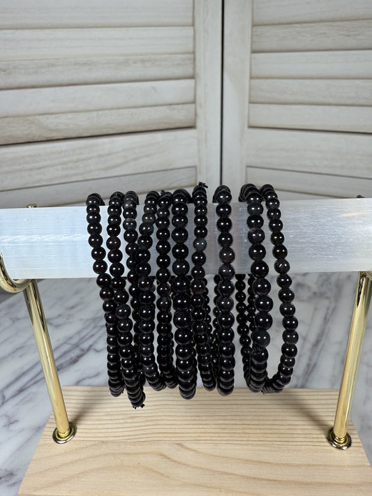 4mm Black Obsidian Bracelet