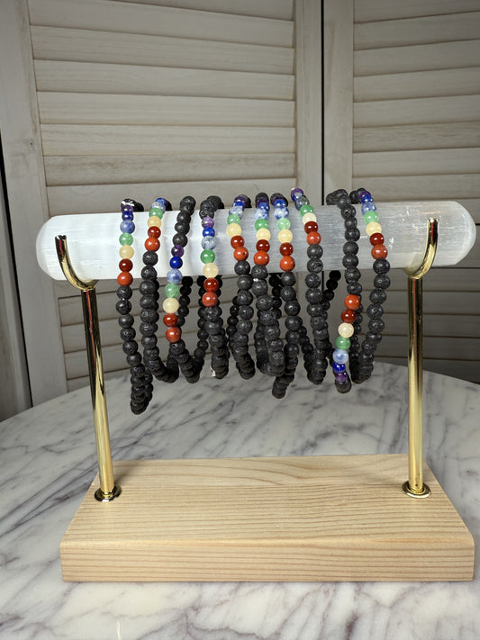 4mm Lava & Chakra Bracelet