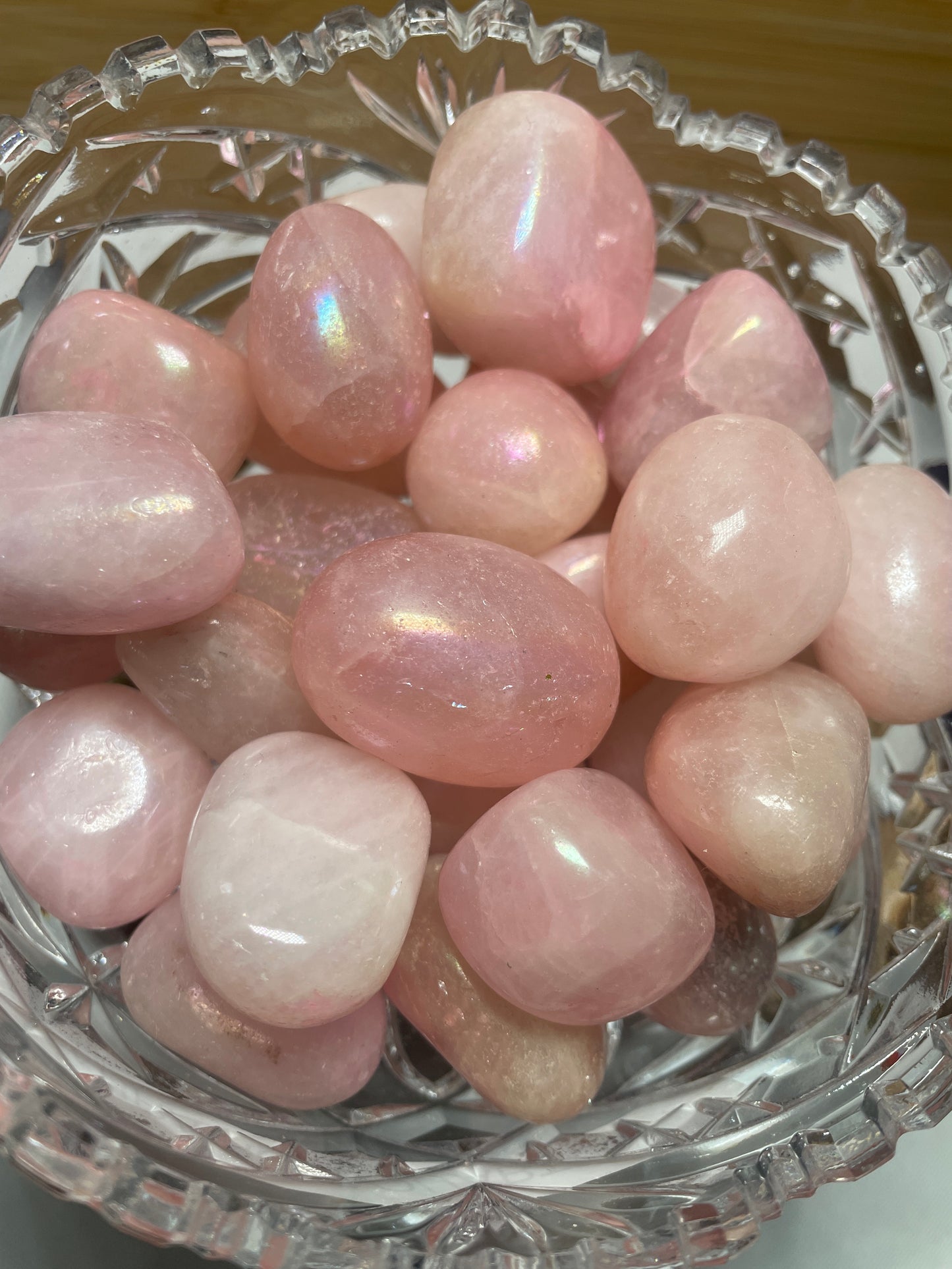 Rose Quartz Aura Coated Tumbled Stone