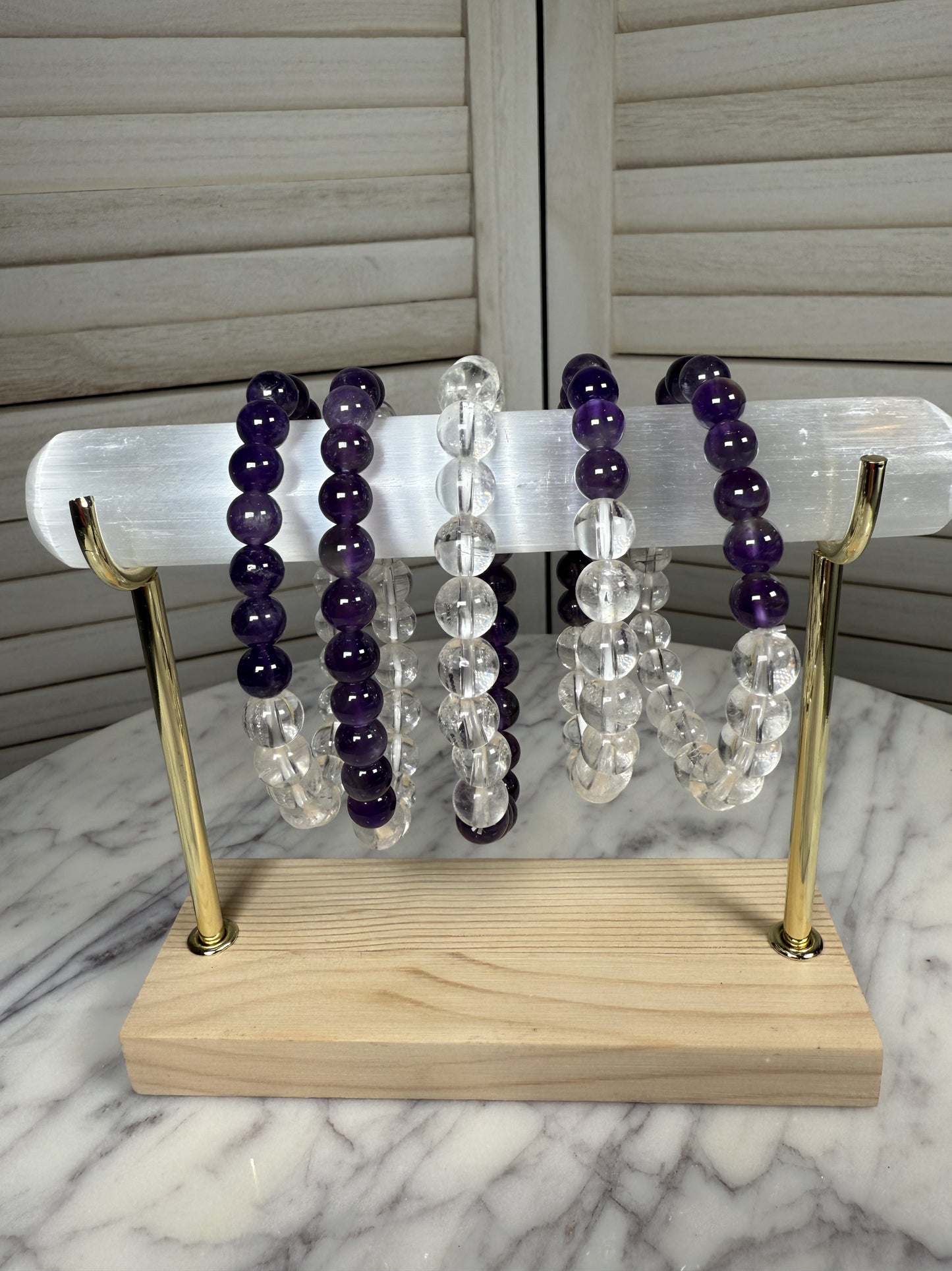 8mm Clear Quartz & Amethyst Bracelet