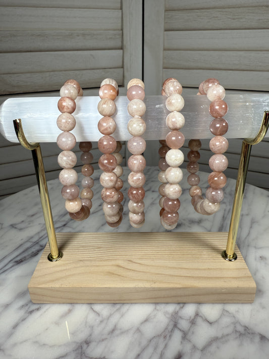 8mm Flower Agate Bracelet