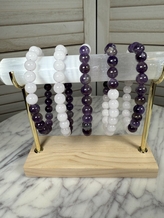 8mm Girasol & Amethyst Bracelet