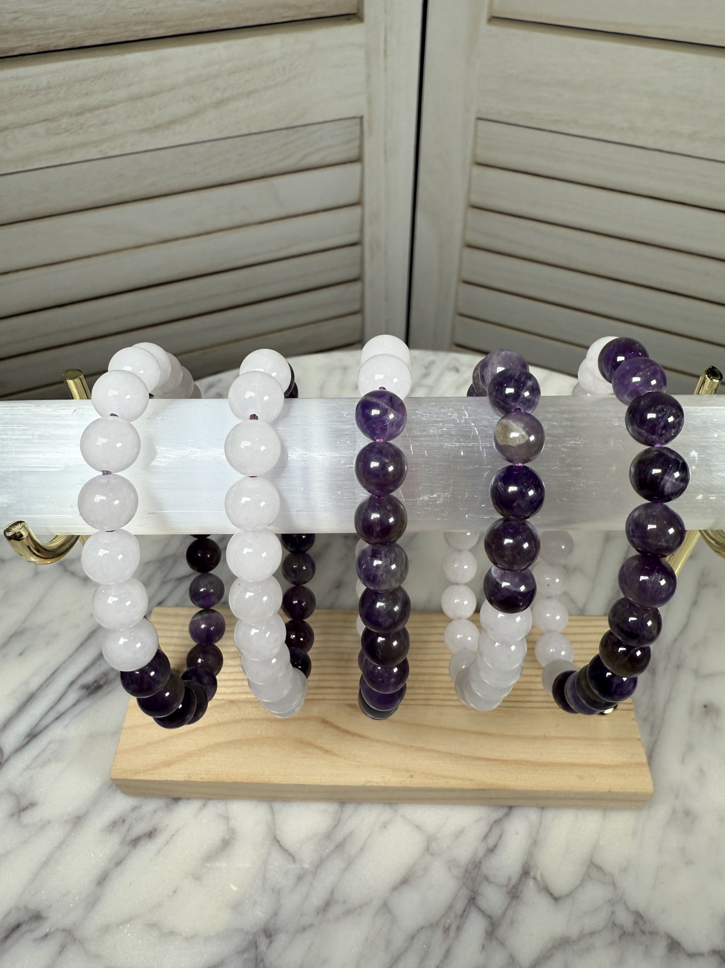 8mm Girasol & Amethyst Bracelet