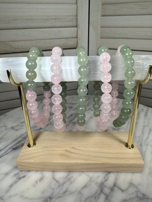 8mm Rose Quartz & Jadeite Bracelet