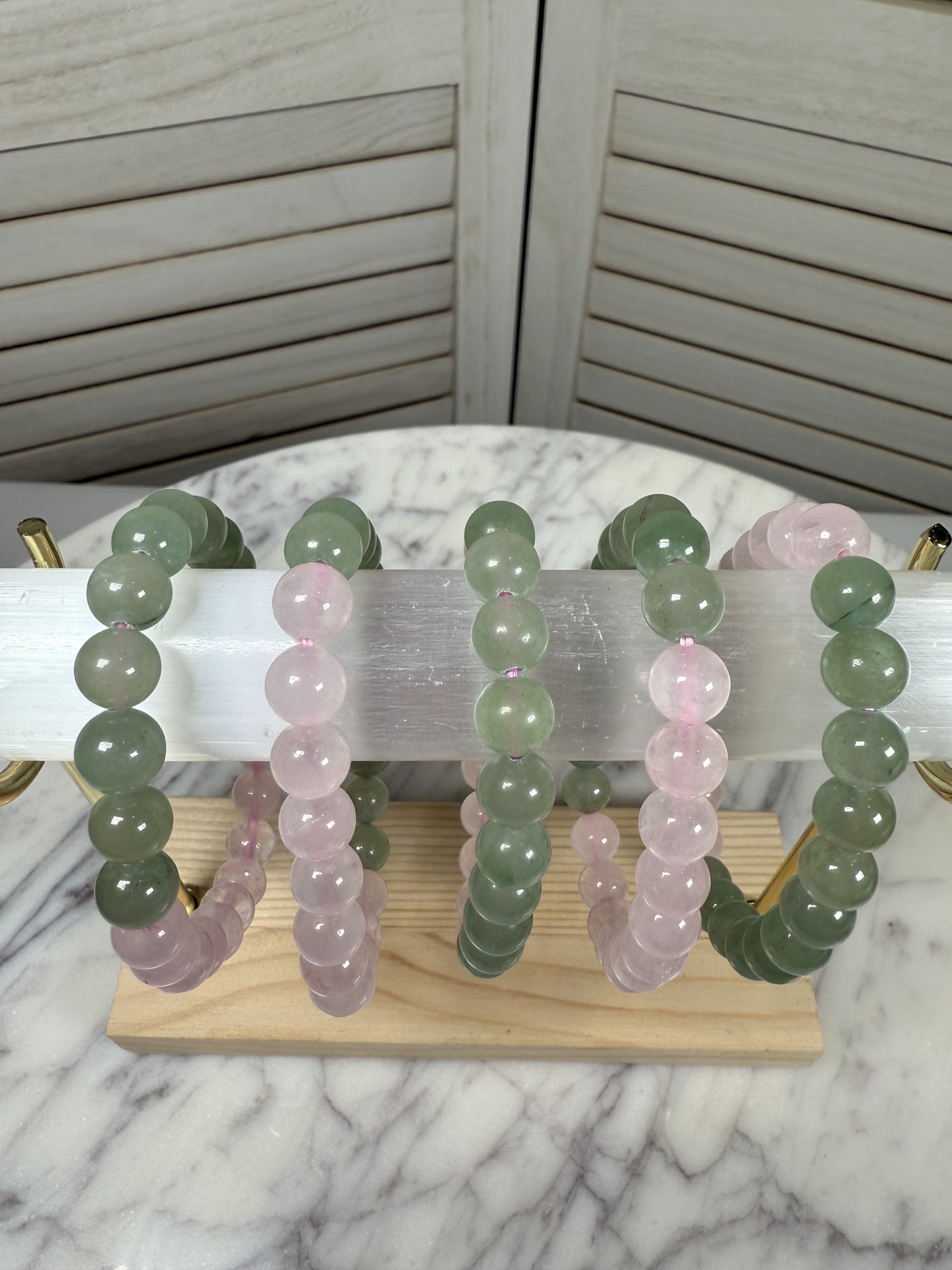 8mm Rose Quartz & Jadeite Bracelet
