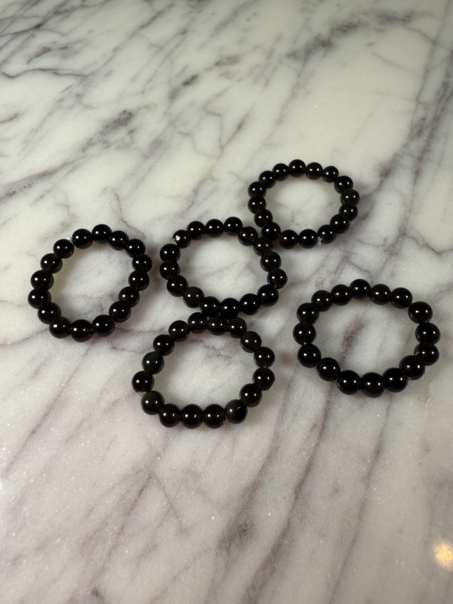 Black Obsidian Mini Bead Ring