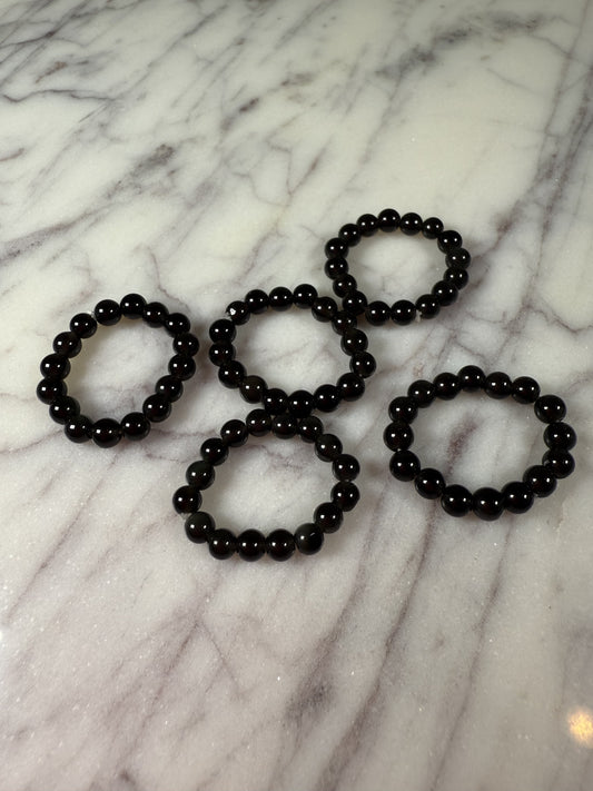 Black Obsidian Mini Bead Ring