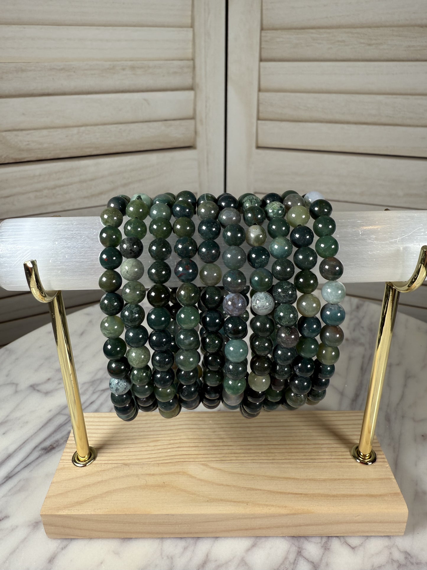 6mm Moss Agate Bracelet
