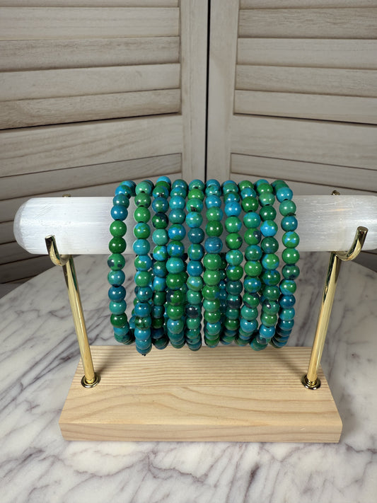 6mm Malachite and Chrysocolla Bracelet
