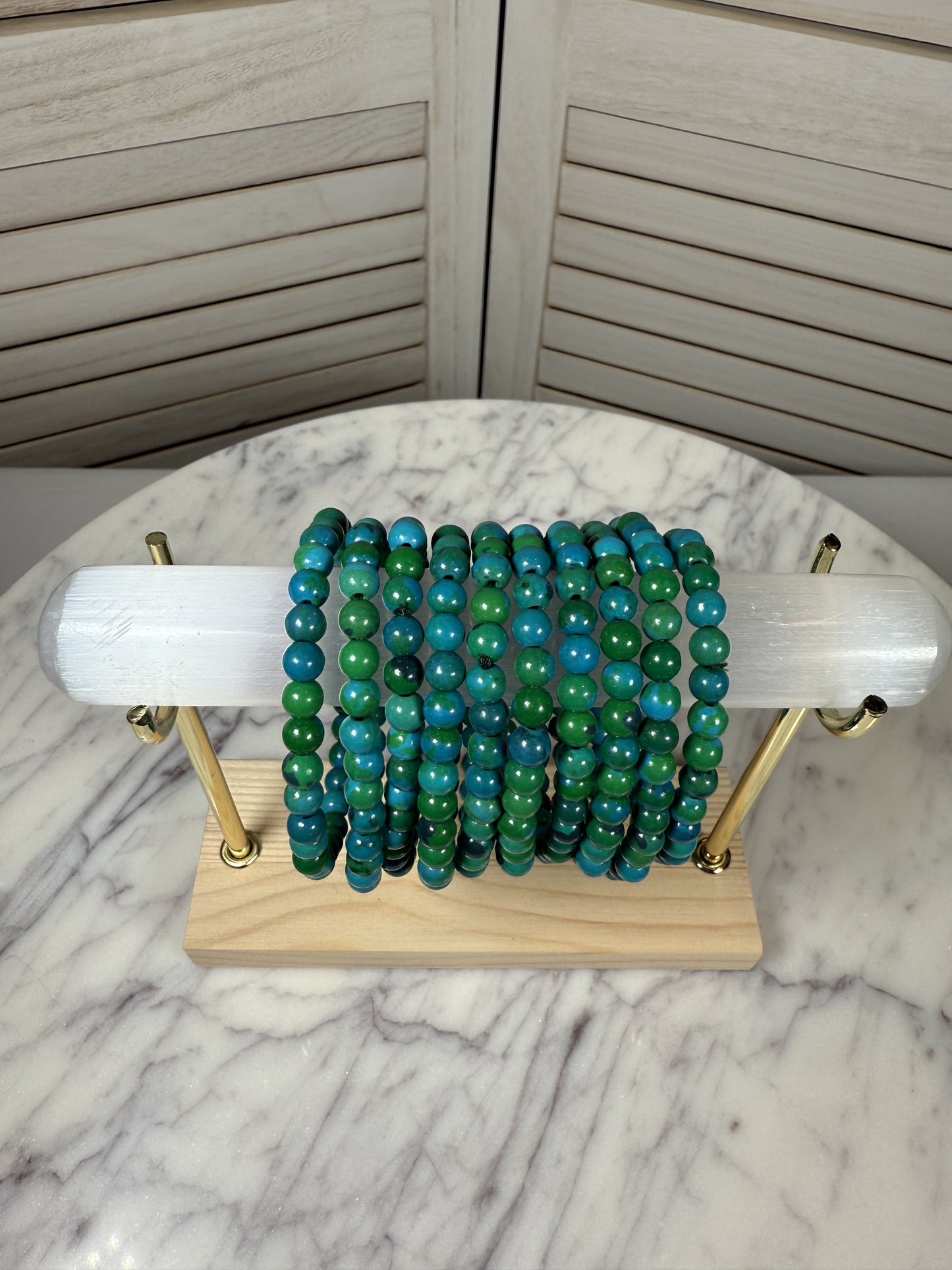 6mm Malachite and Chrysocolla Bracelet