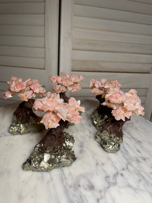 Bonsai Style Tree - Pyrite and Pink Opal