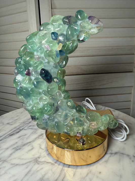 Fluorite Crescent Moon Lamp