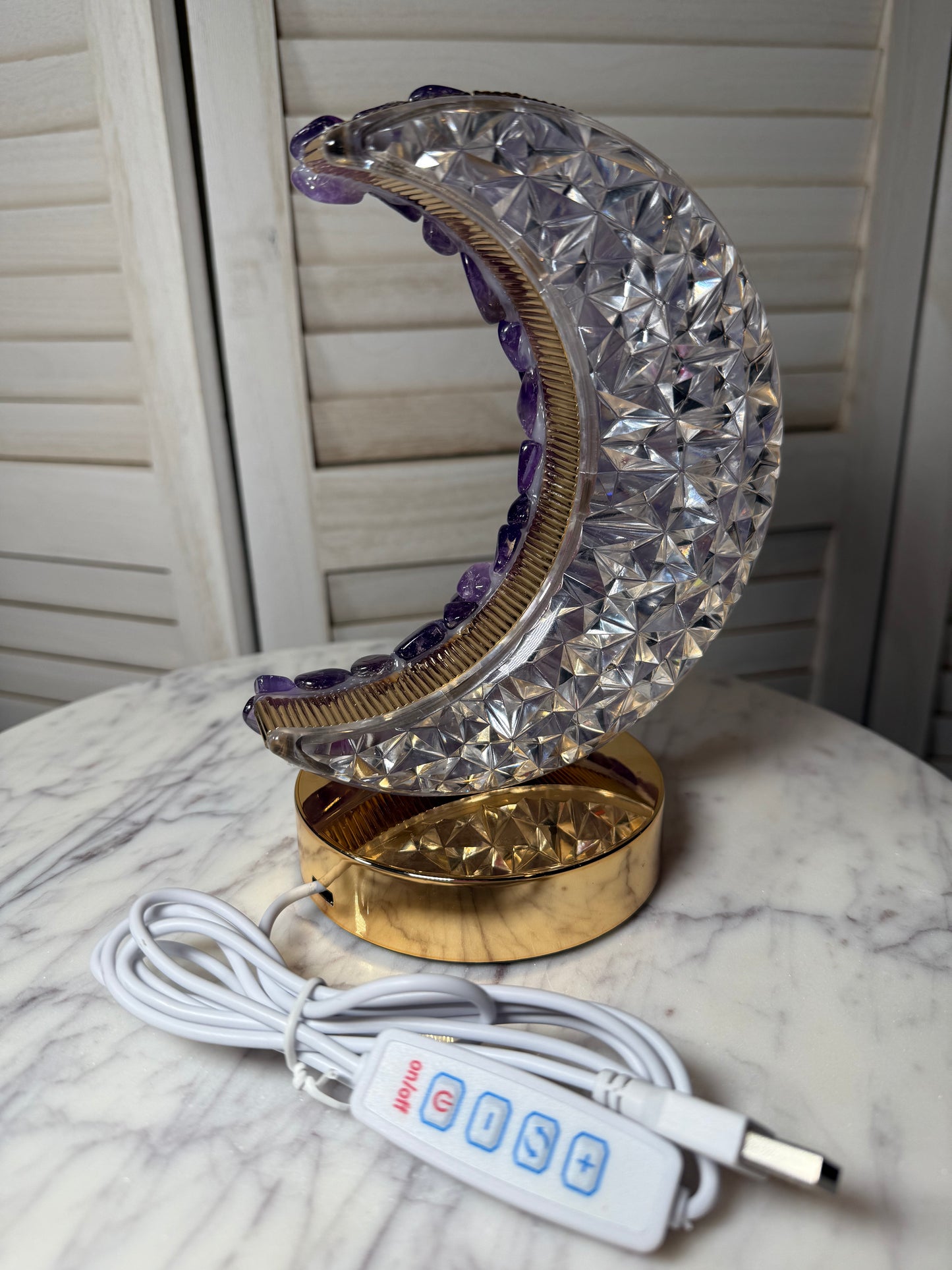 Amethyst Crescent Moon Lamp