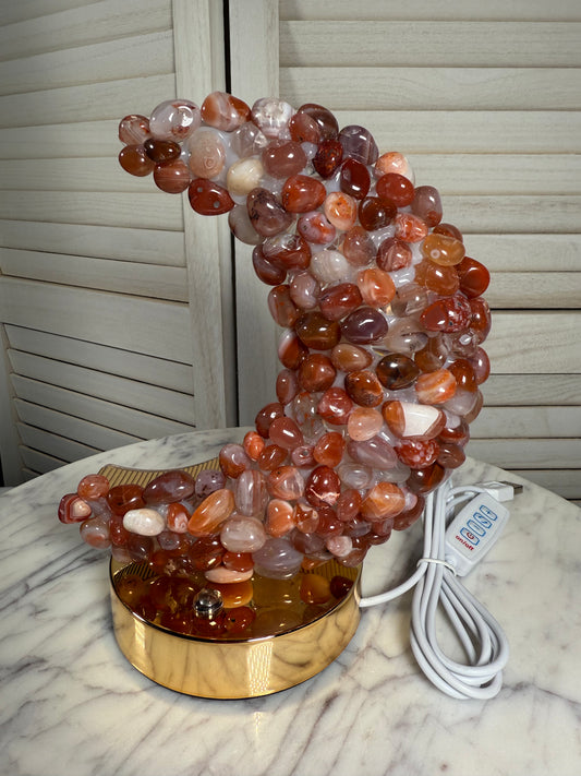 Carnelian Crescent Moon Lamp