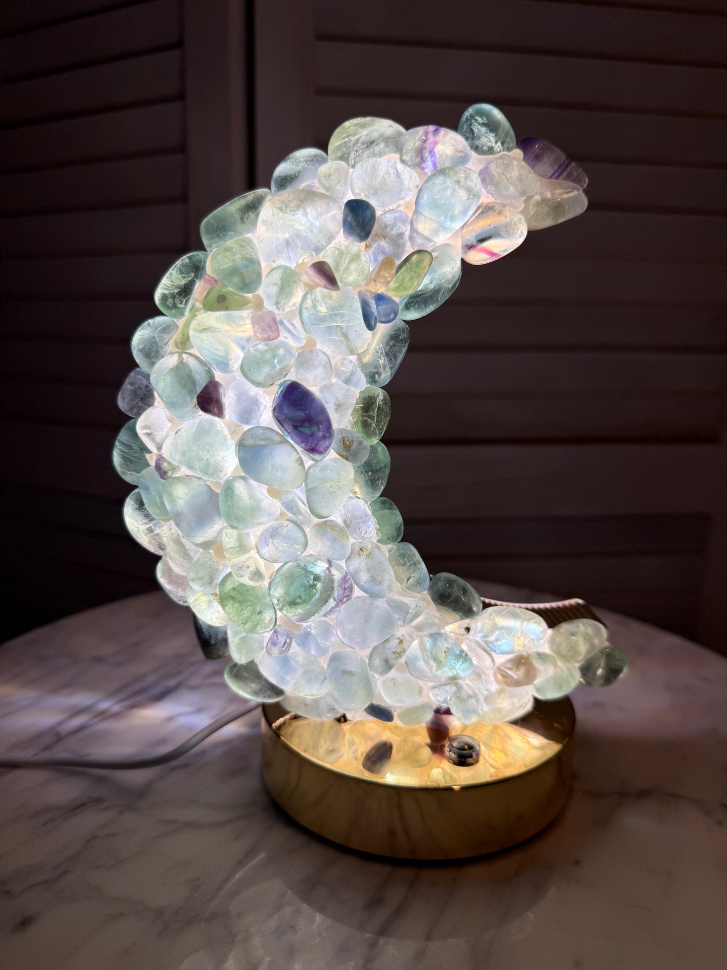 Fluorite Crescent Moon Lamp