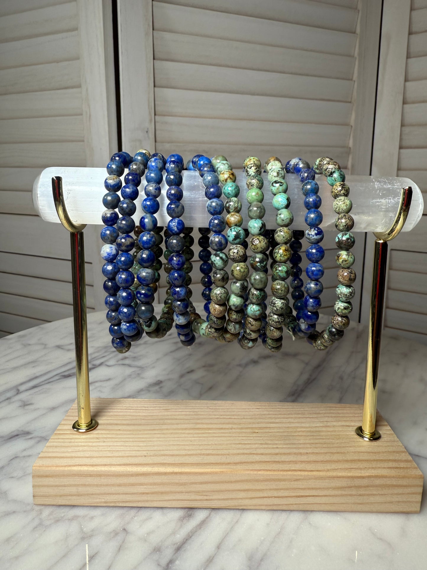 6mm Lapis Lazuli + African Turquoise Bracelet