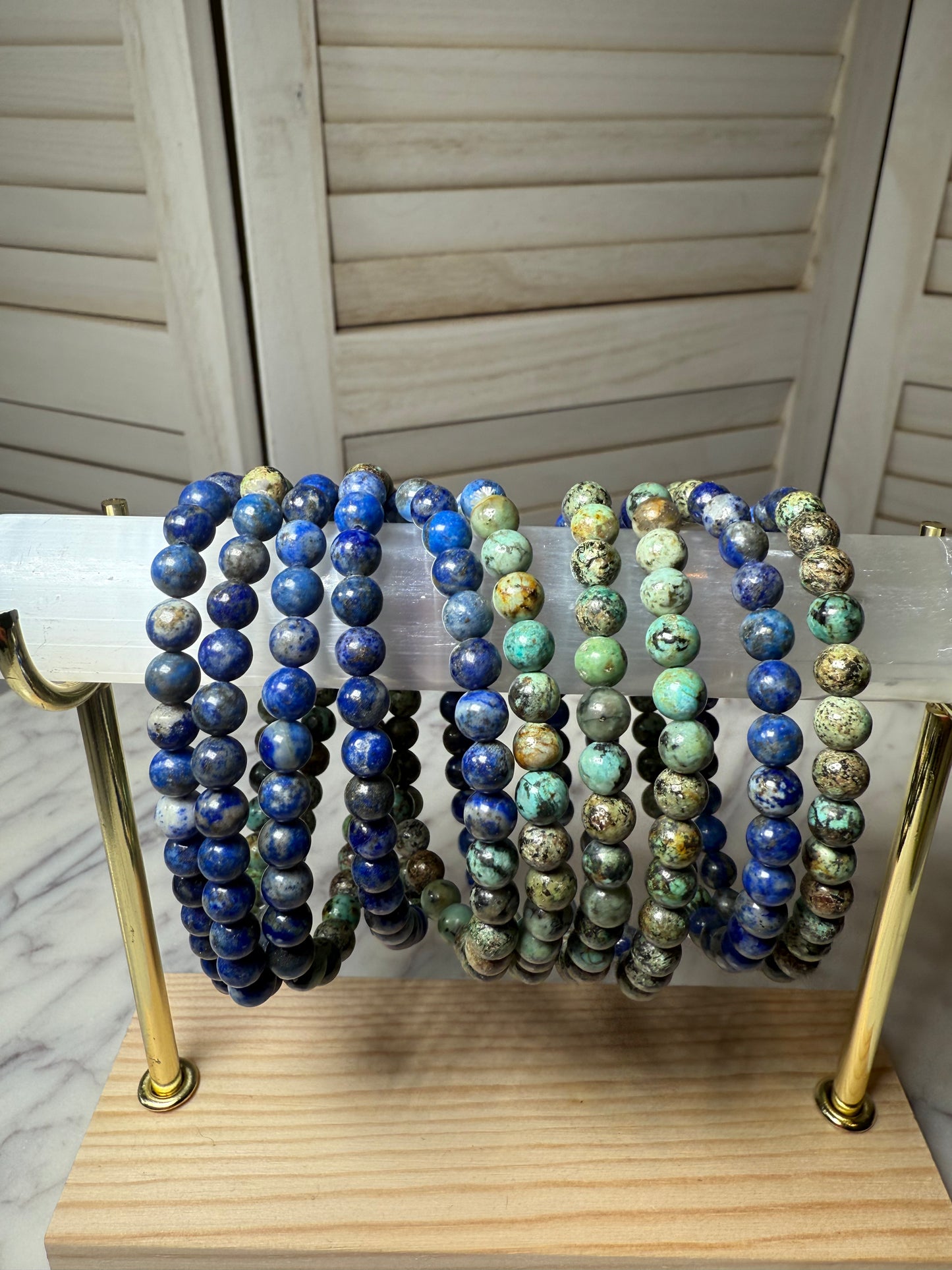 6mm Lapis Lazuli + African Turquoise Bracelet