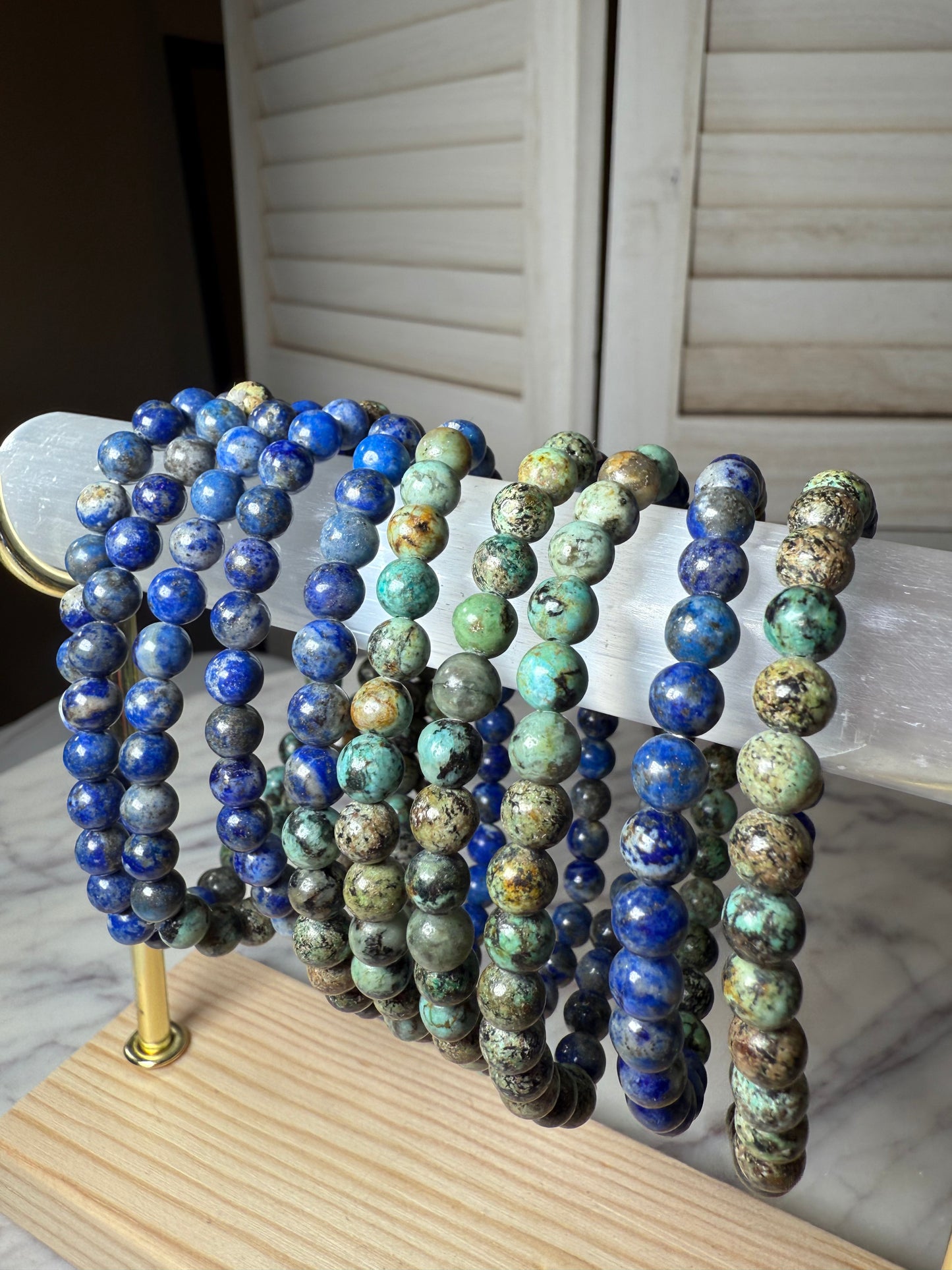 6mm Lapis Lazuli + African Turquoise Bracelet