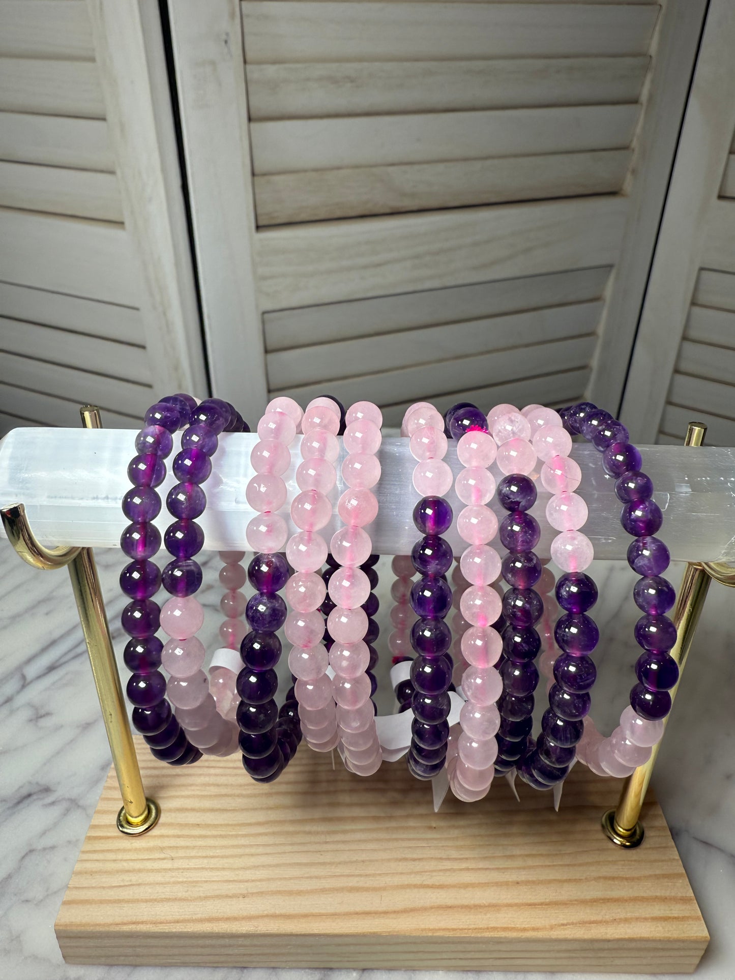6mm Amethyst + Rose Quartz Bracelet