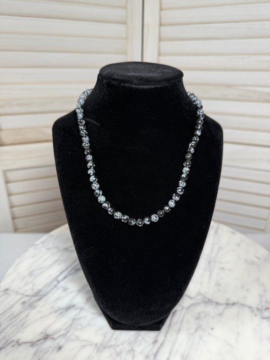 Snowflake Obsidian Choker
