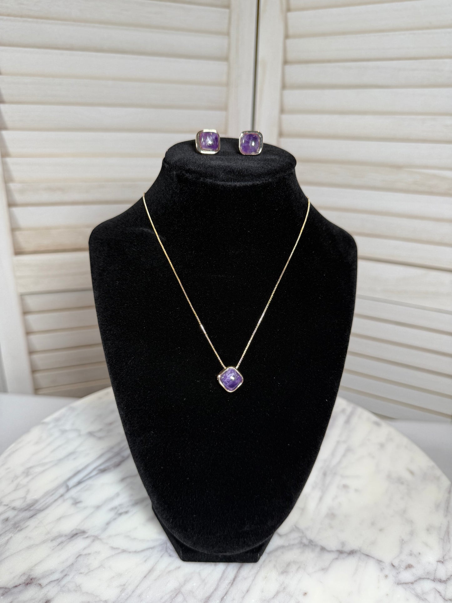 Amethyst Earrings and Necklace Set