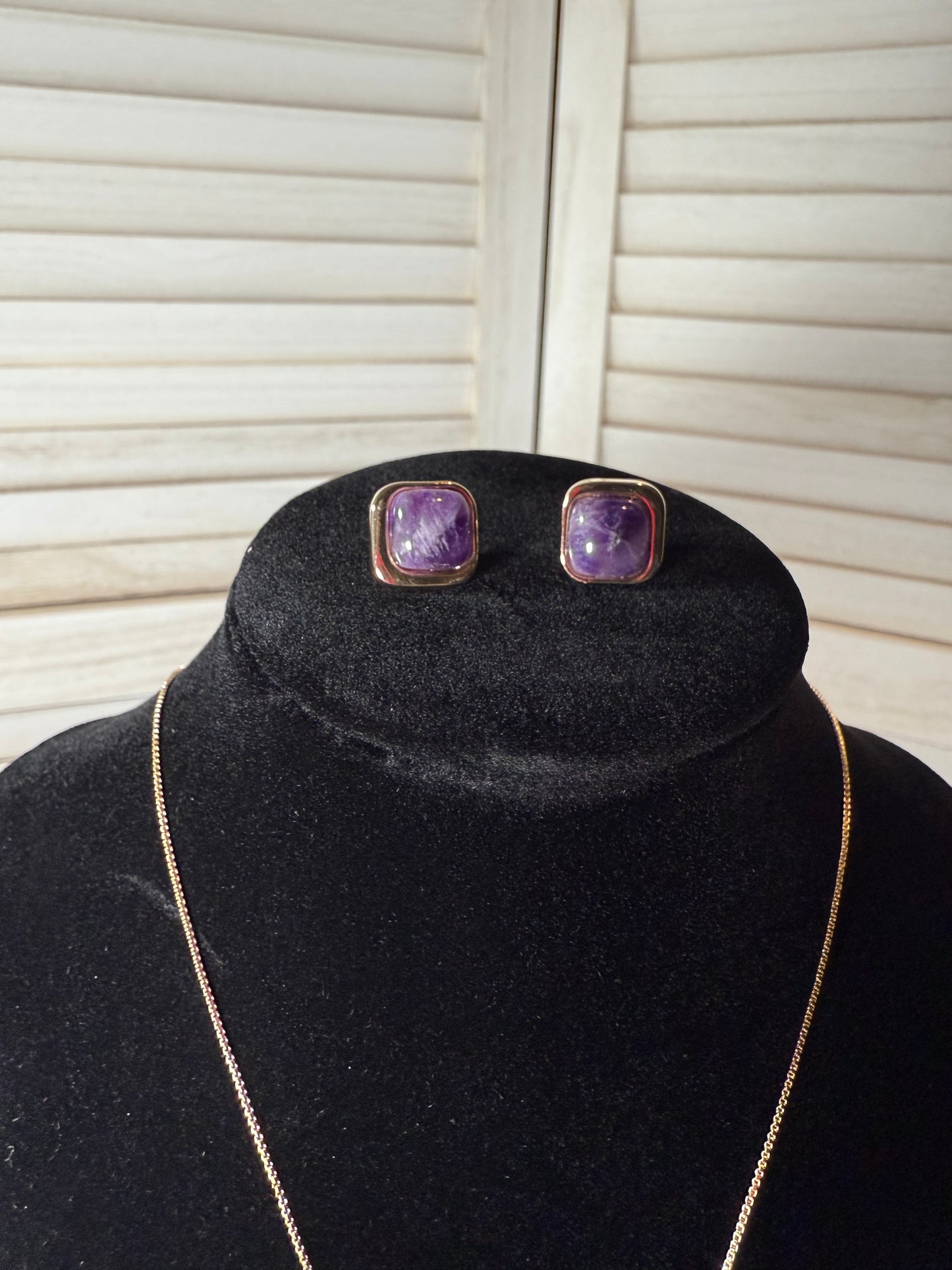 Amethyst Earrings and Necklace Set