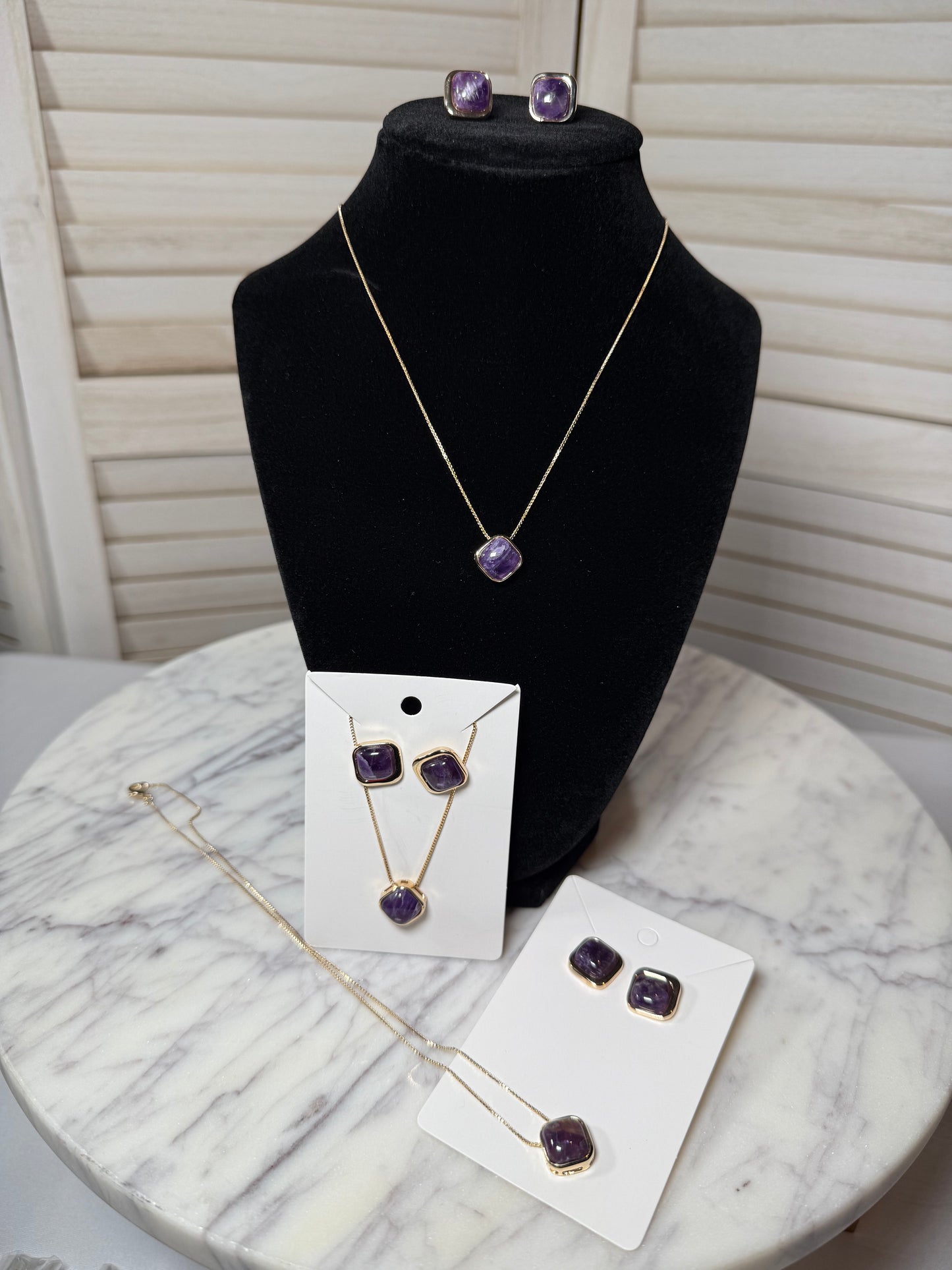 Amethyst Earrings and Necklace Set