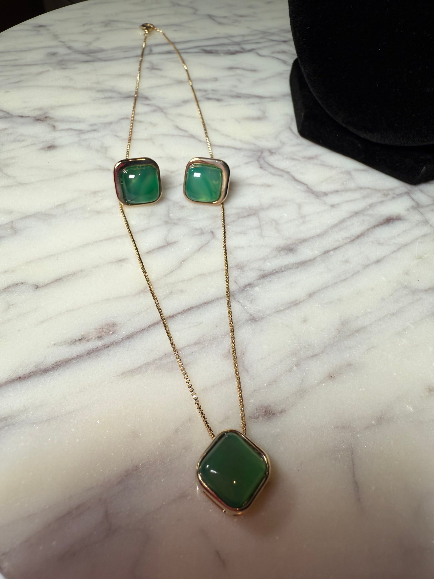 Green Aventurine Earrings and Necklace Set