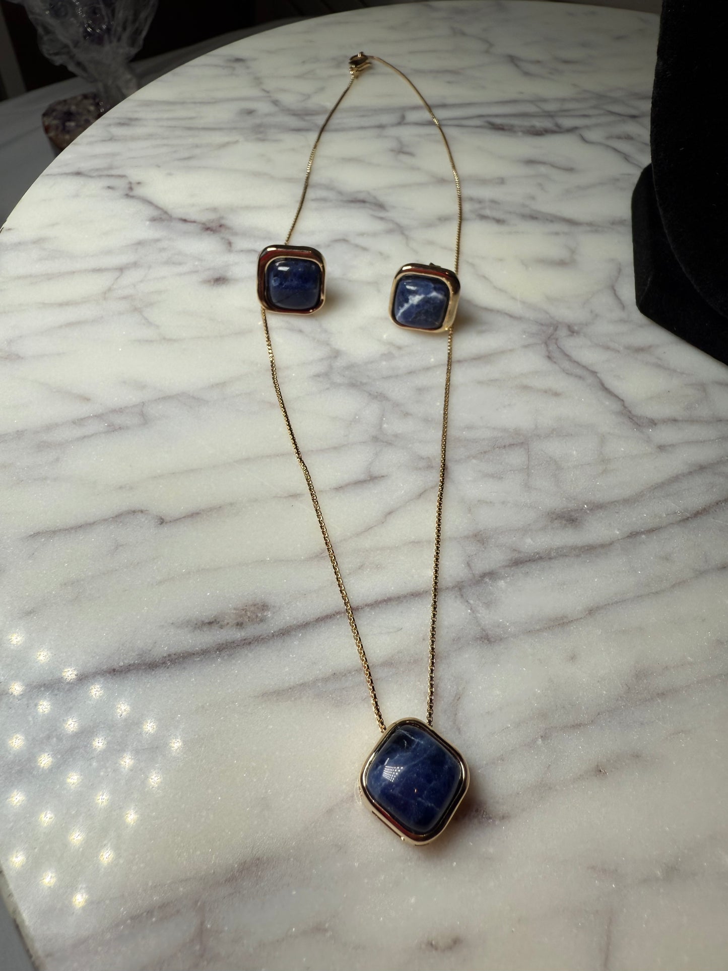 Sodalite Earrings and Necklace Set